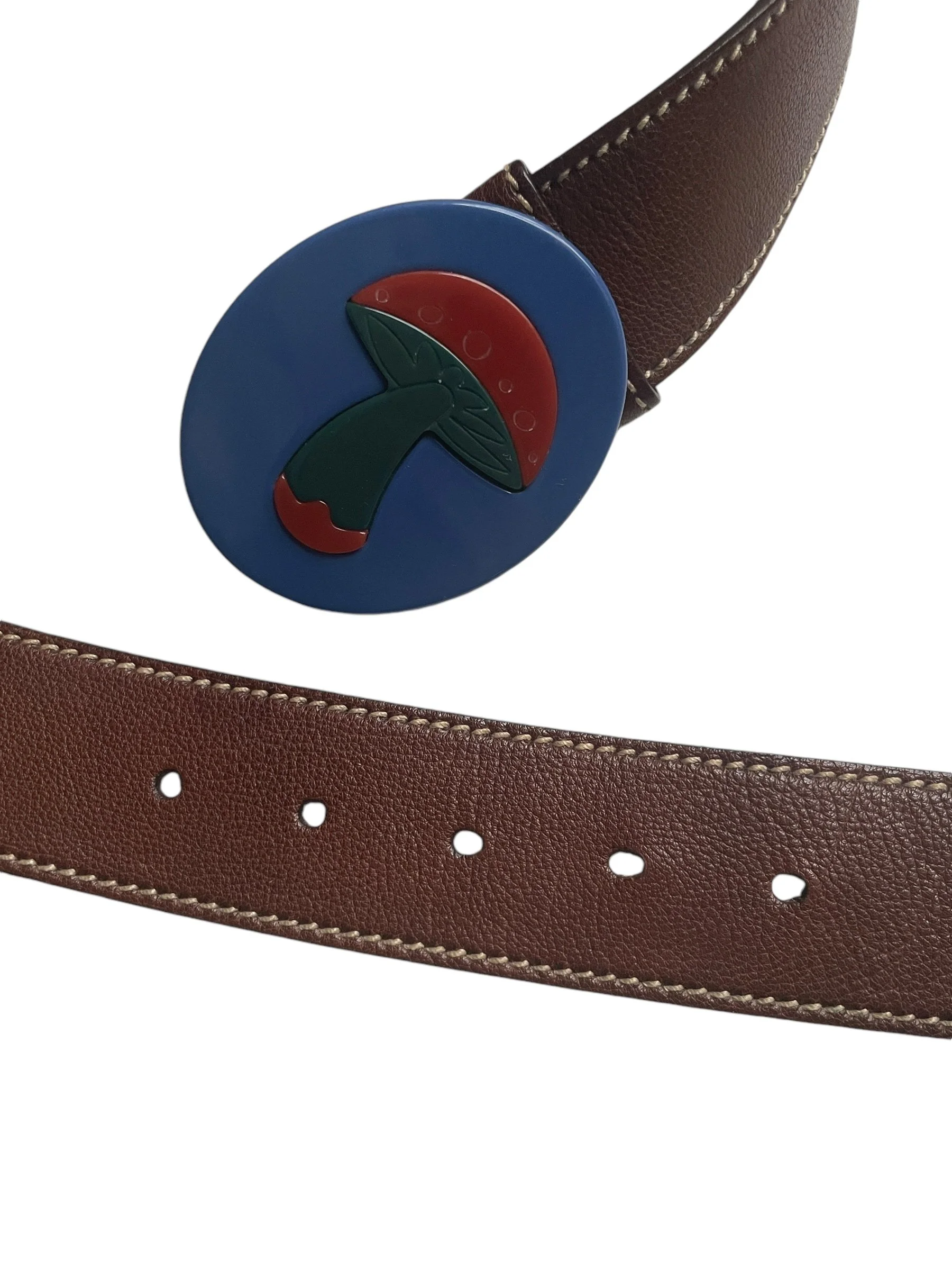 Miu Miu 2005 Mushroom Leather Belt — Mia Luxury Vintage