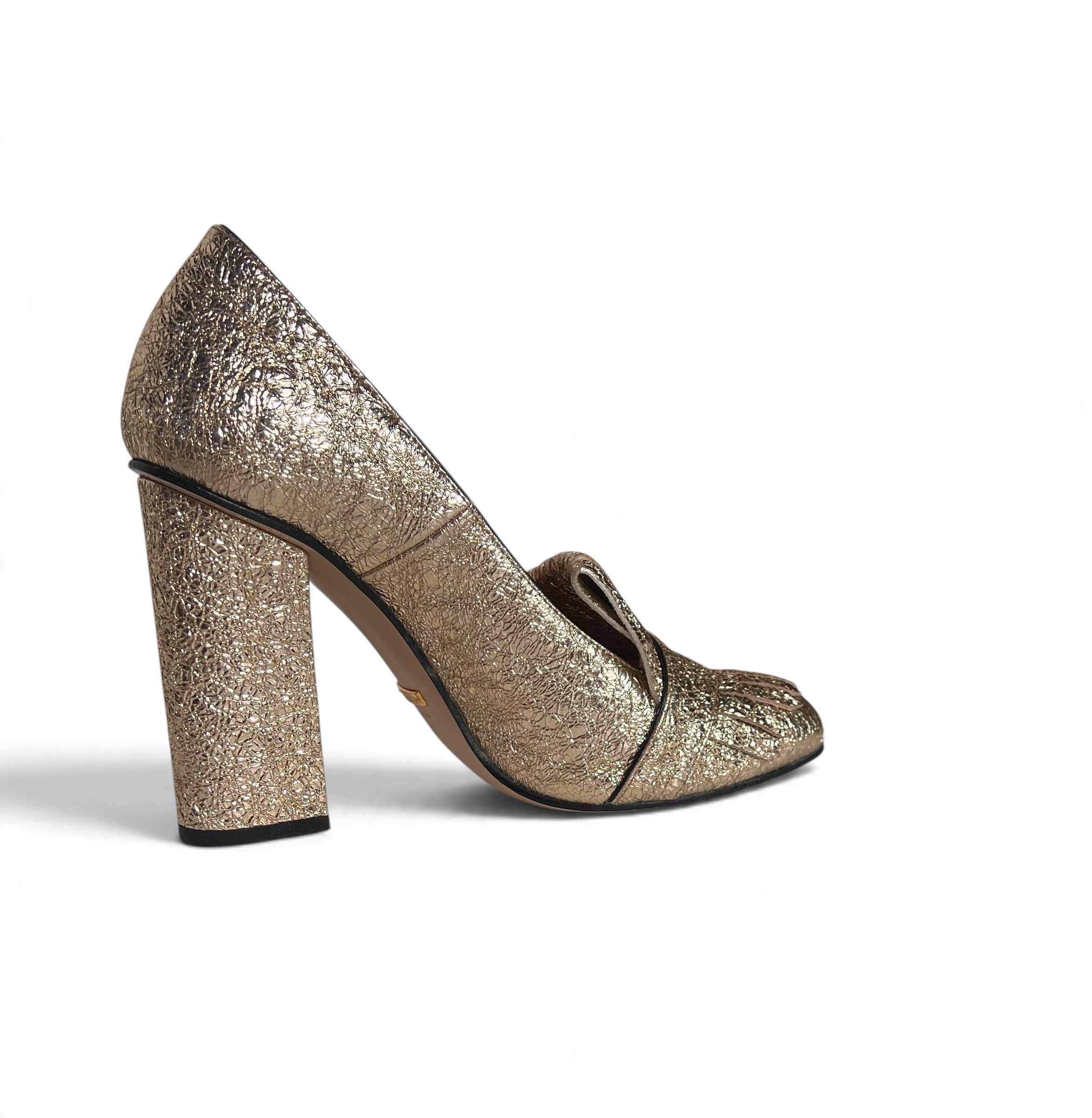 GG Marmont Fringed Metallic Loafer Pumps