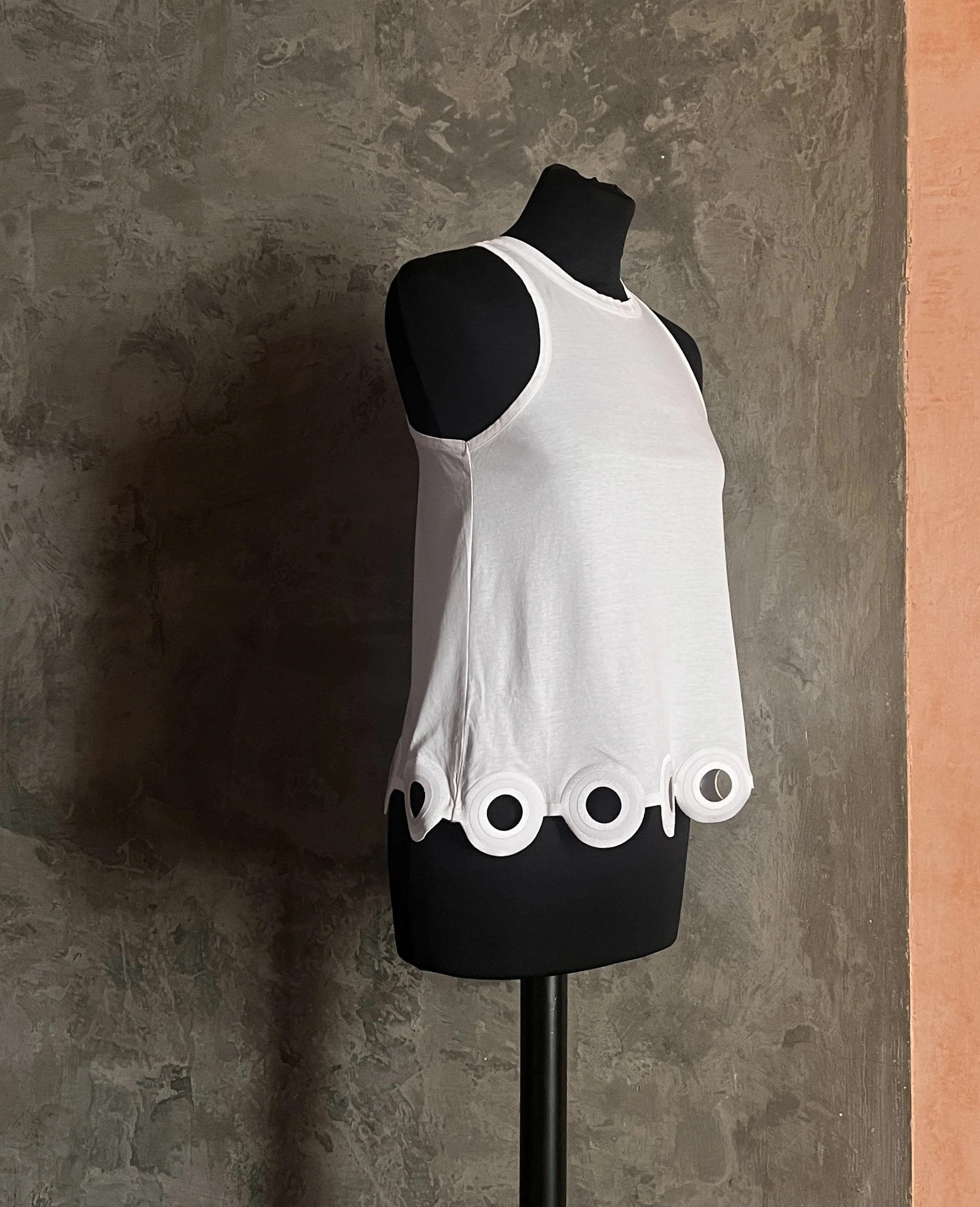 Carven Tank Top with Open Ring Circles