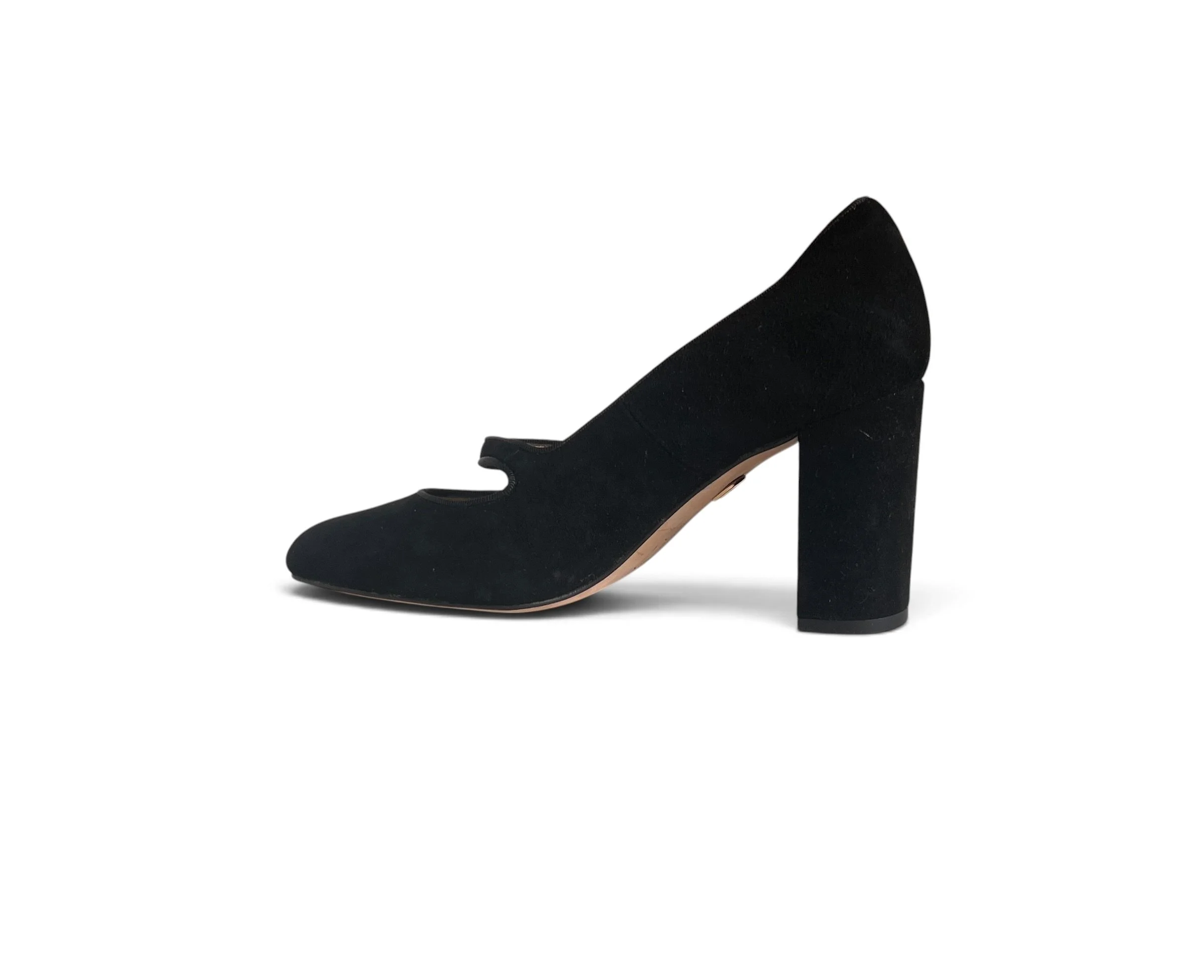 Charles Jourdan Black Suede Mary Jane Heels