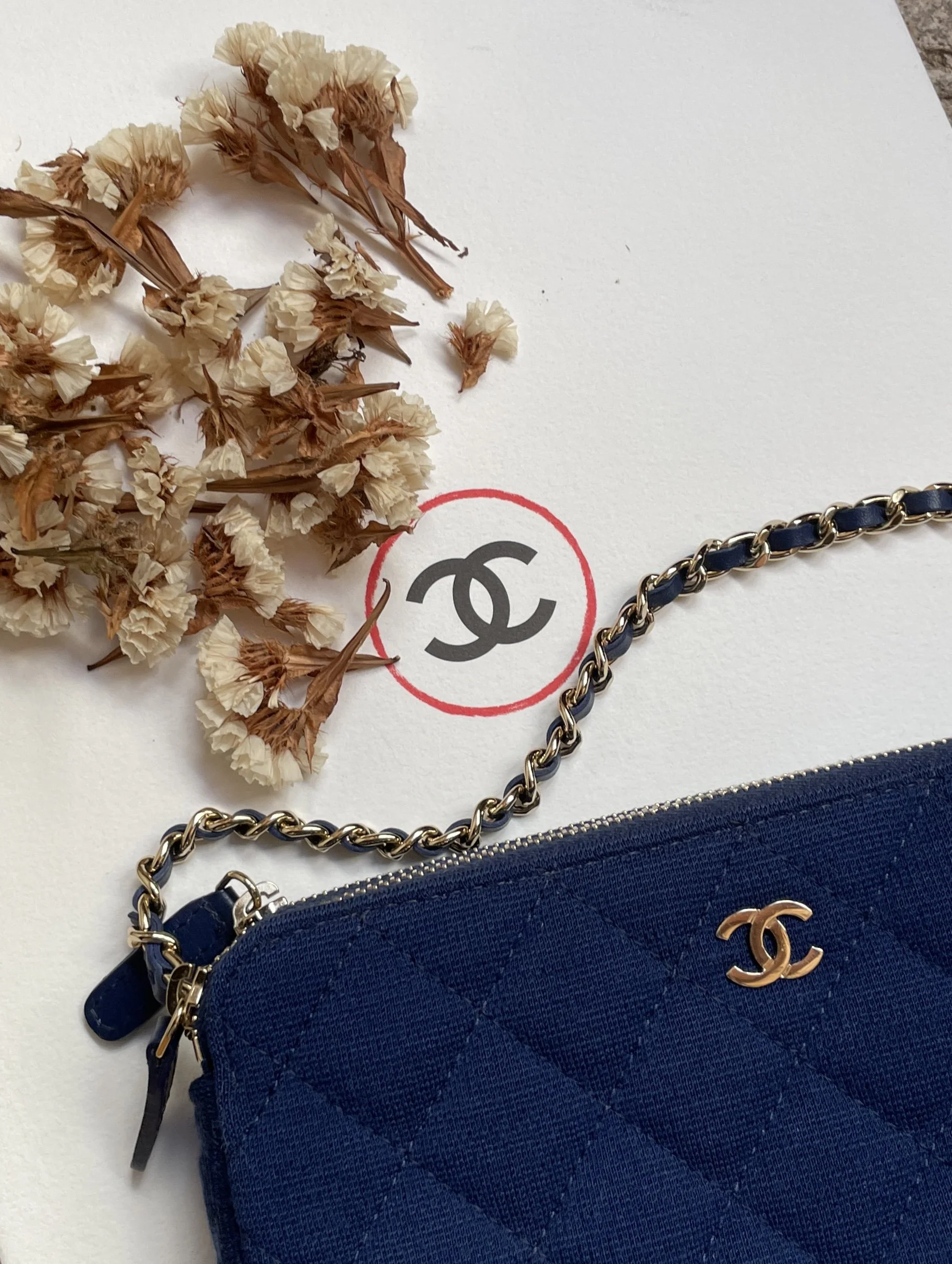 Chanel Double Zip Blue Quilted Jersey Wallet on Chain VIP Clutch