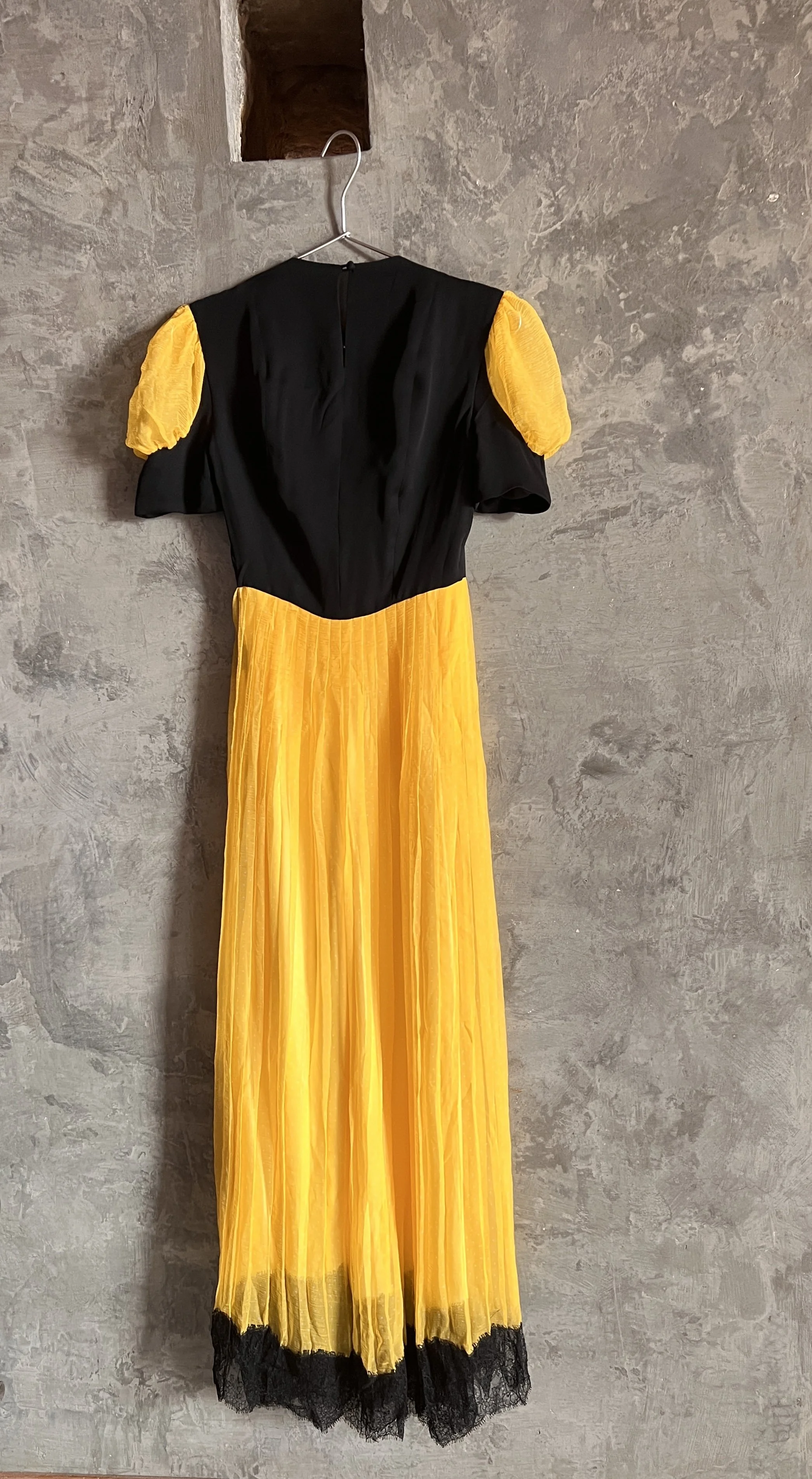 Meadham Kirchhoff Long Black & Yellow Lace Dress
