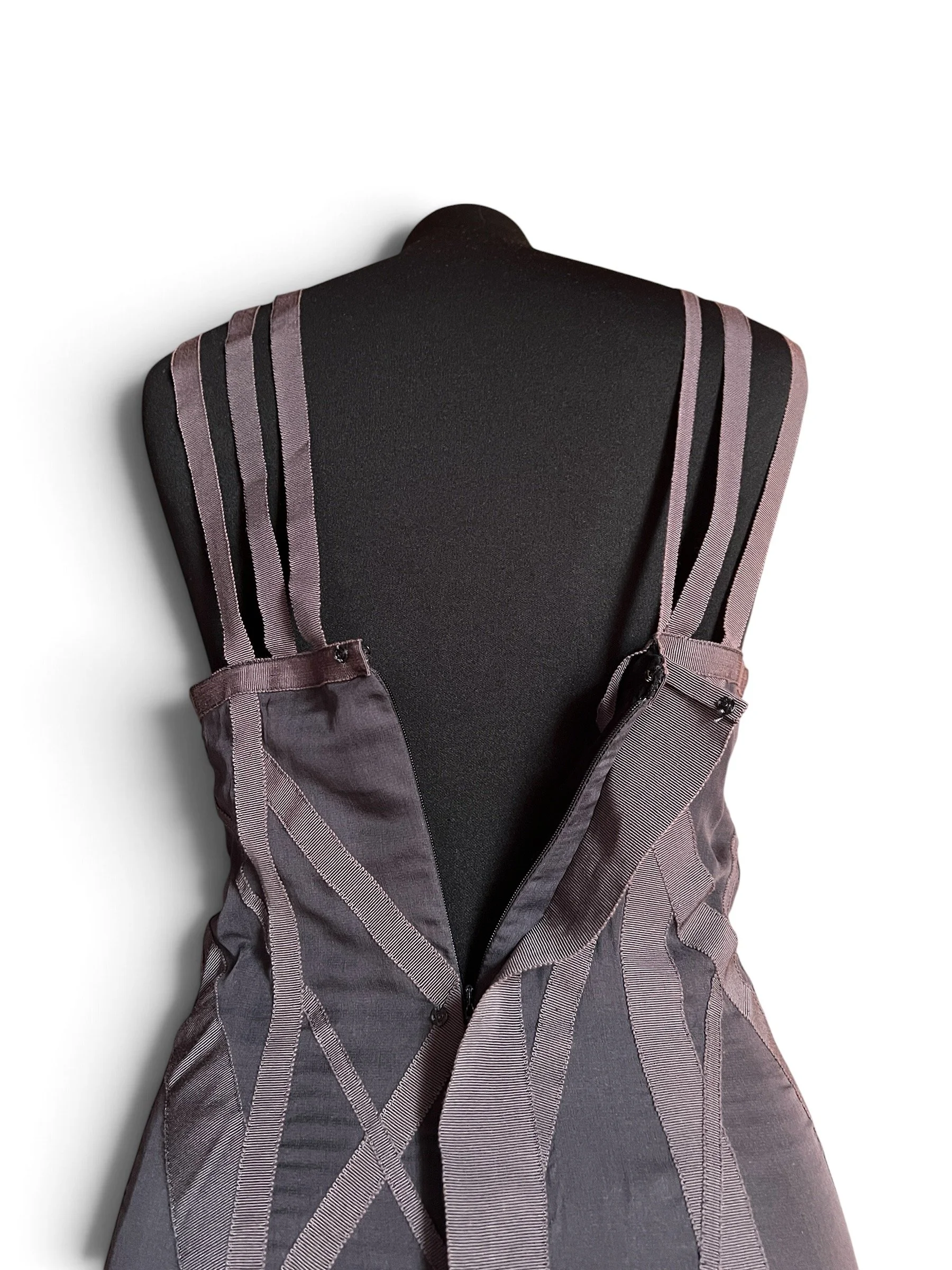 Chanel Fall 2002 Long Semi-Sheer Grey Silk Evening Dress