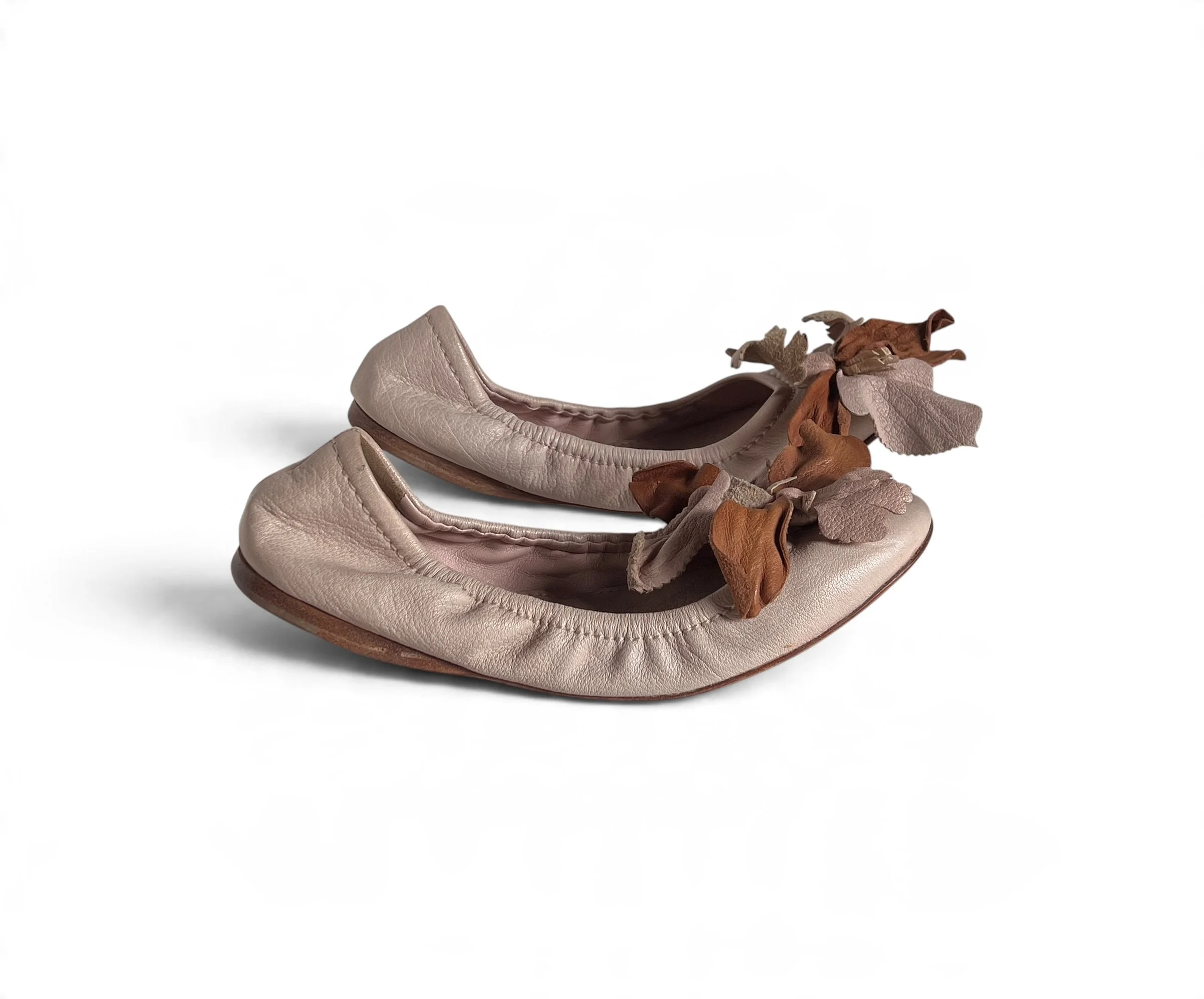 Miu Miu Powder Pink Ballet Flats with Flower