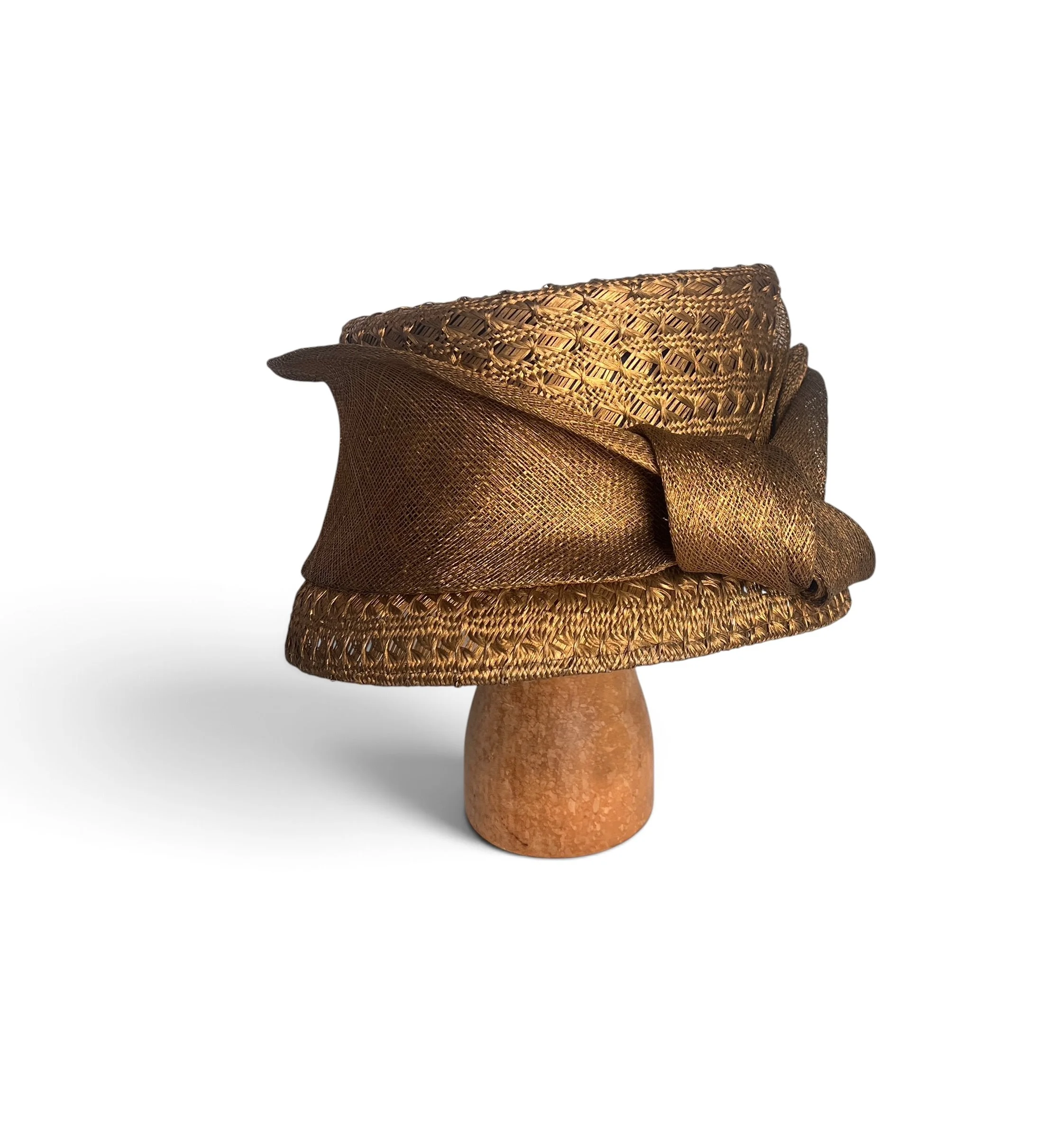 Philip Treacy 1997 Gold Woven Straw Bow Hat