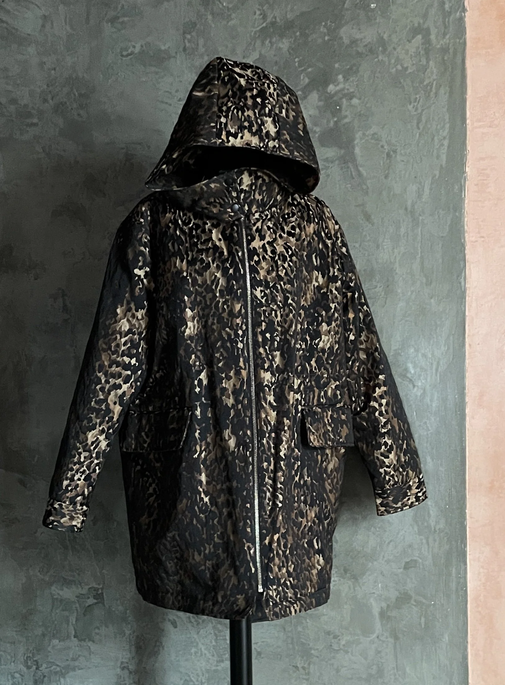 Uterque Animal Print Coat With Hood