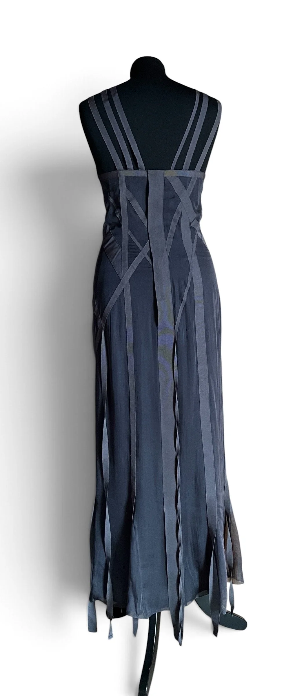 Chanel Fall 2002 Long Semi-Sheer Grey Silk Evening Dress