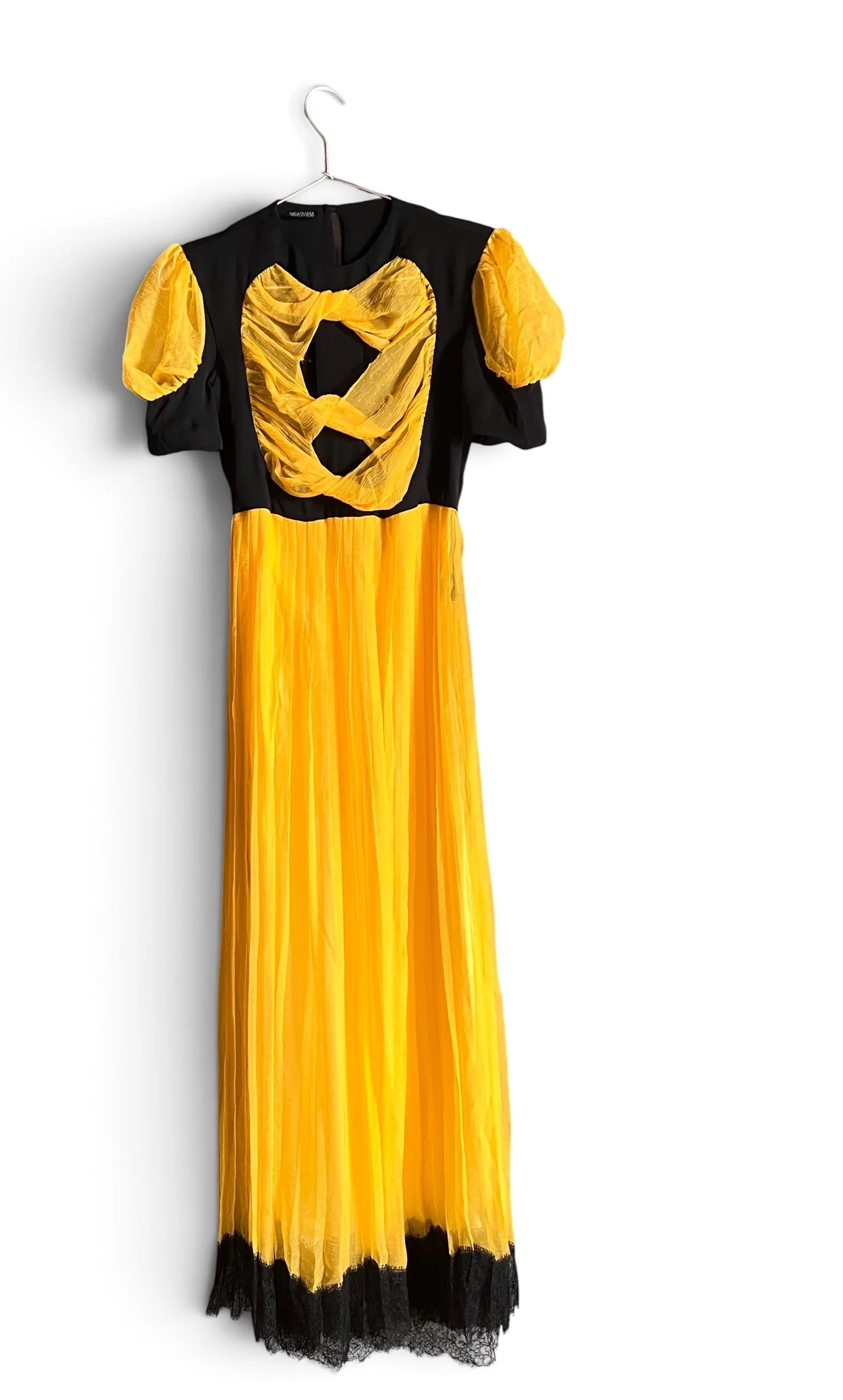 Meadham Kirchhoff Long Black & Yellow Lace Dress