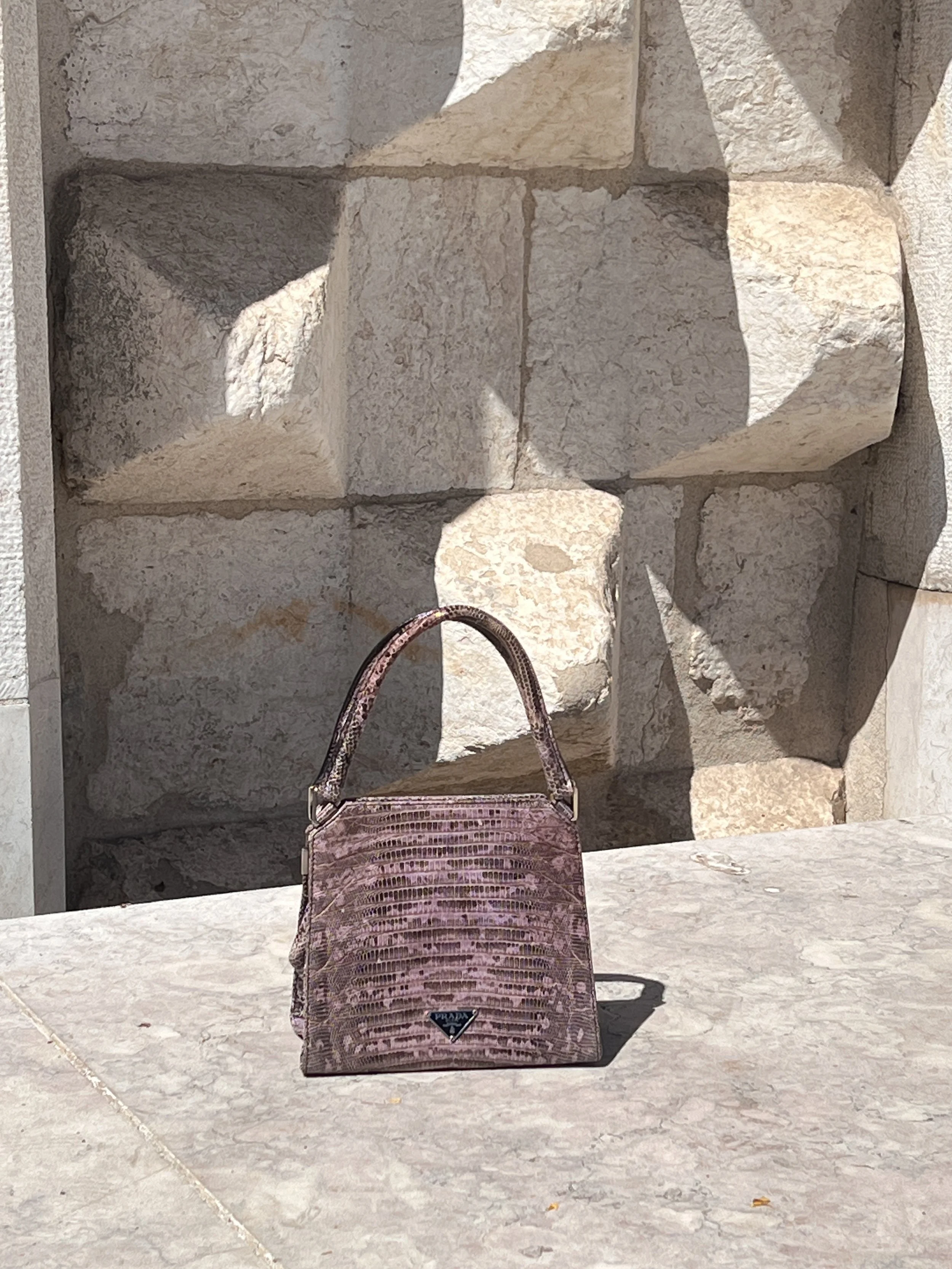 Prada Lilac Lizard Mini Top Handle Bag