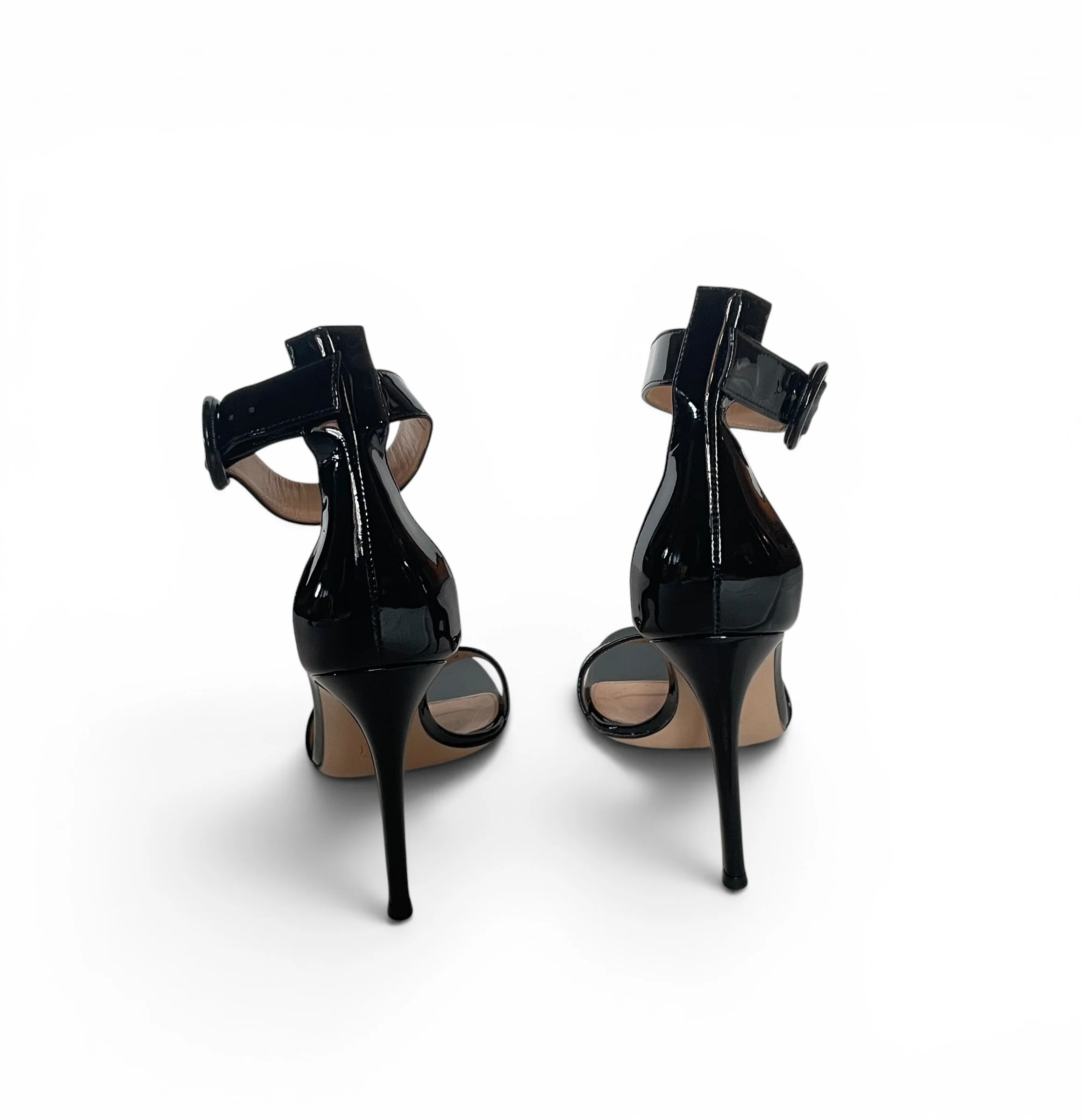 Black Patent Leather Portofino Ankle Strap Sandals