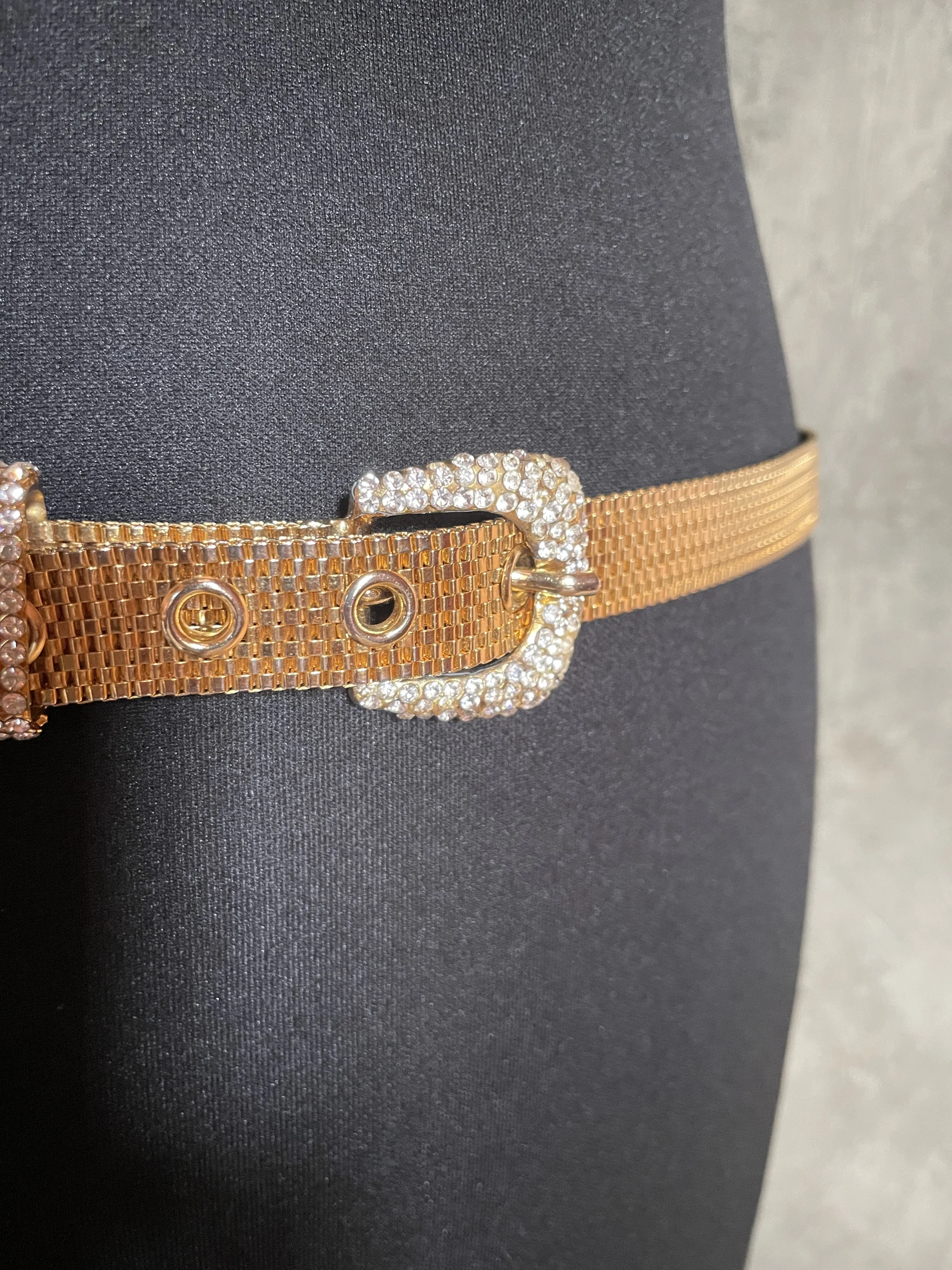 Dolce & Gabbana Vintage Gold Mesh Crystal Buckle Belt