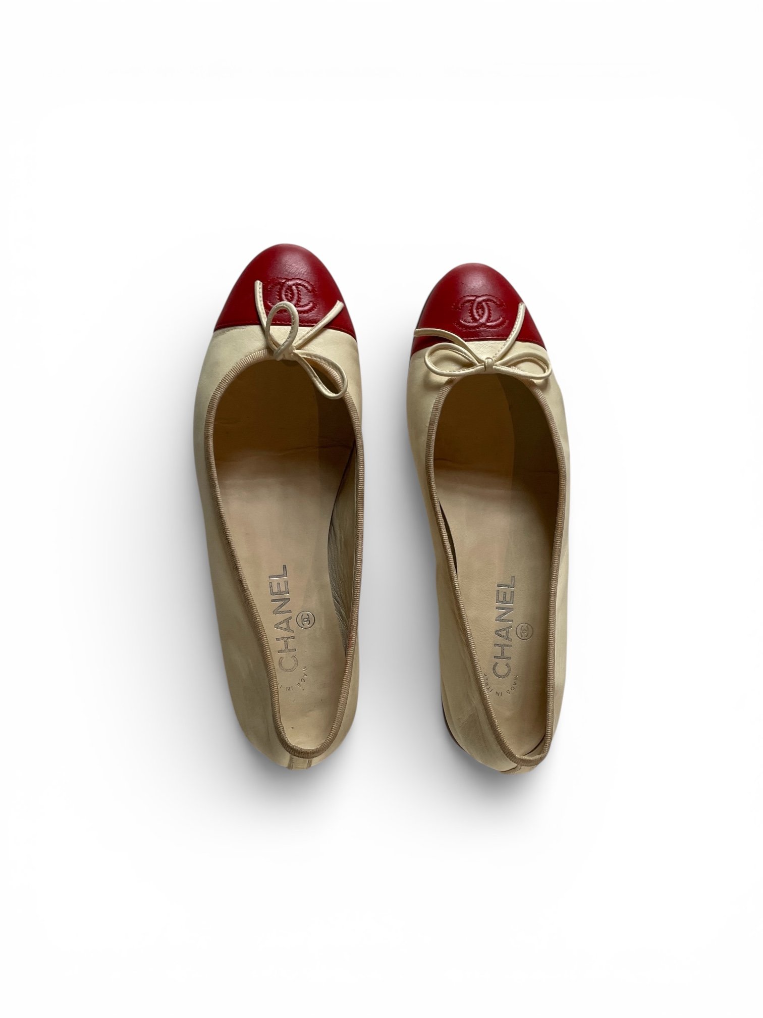 Chanel Bi-color Beige Ballet Flats.2.JPG