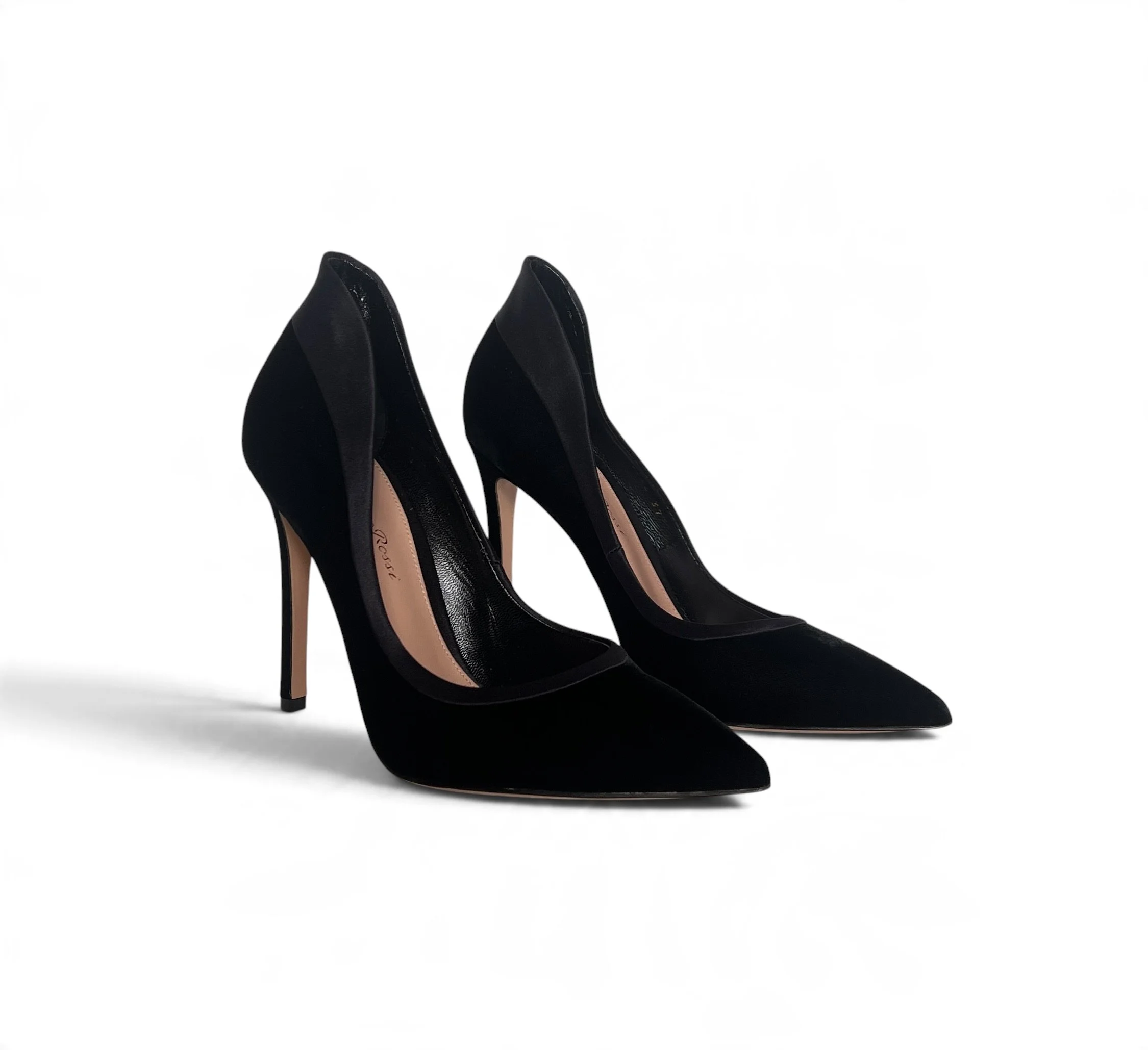 Gianvito Rossi Black Tuxedo Velvet Pumps