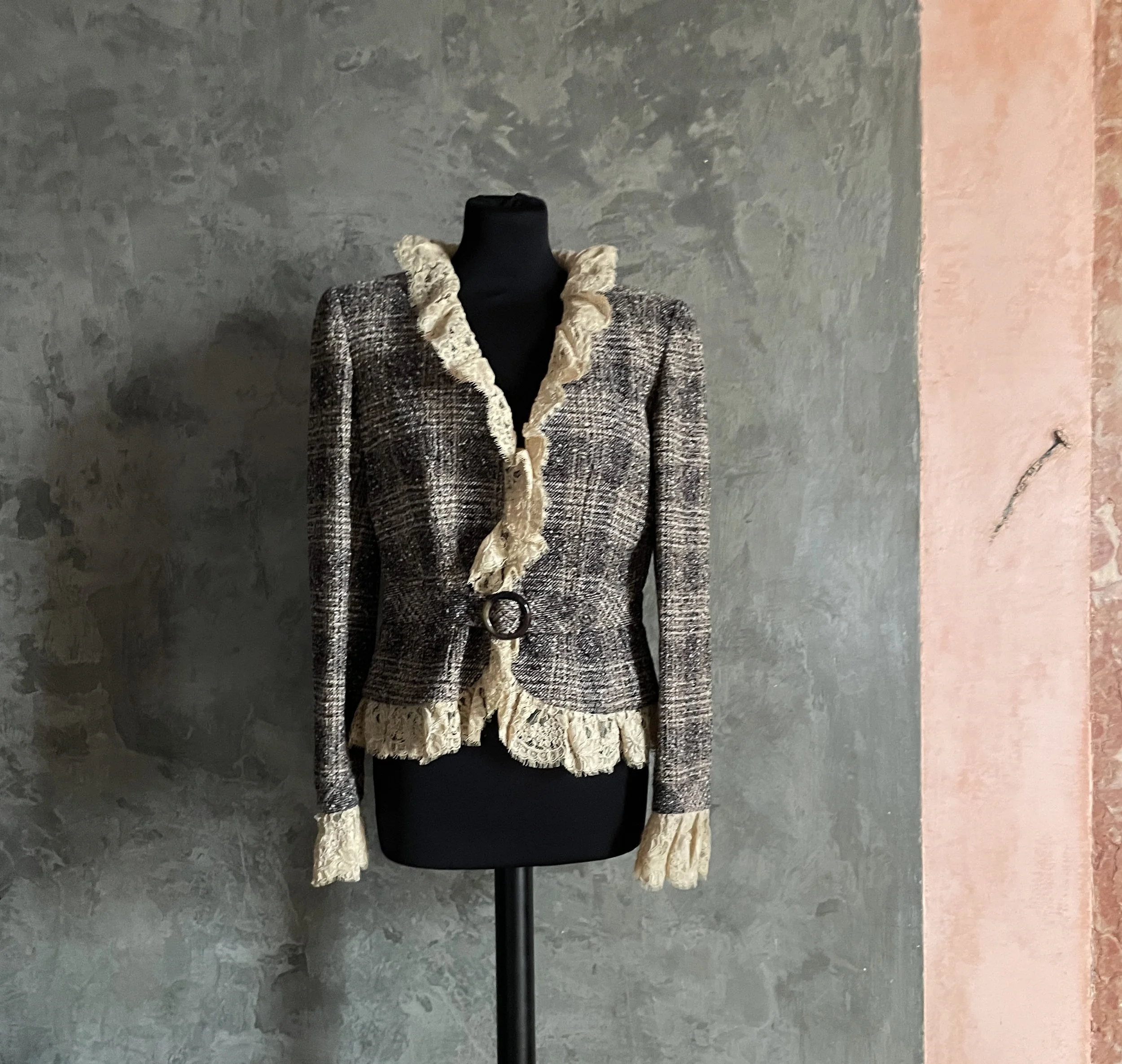 Valentino Vintage Tweed Jacket with Lace