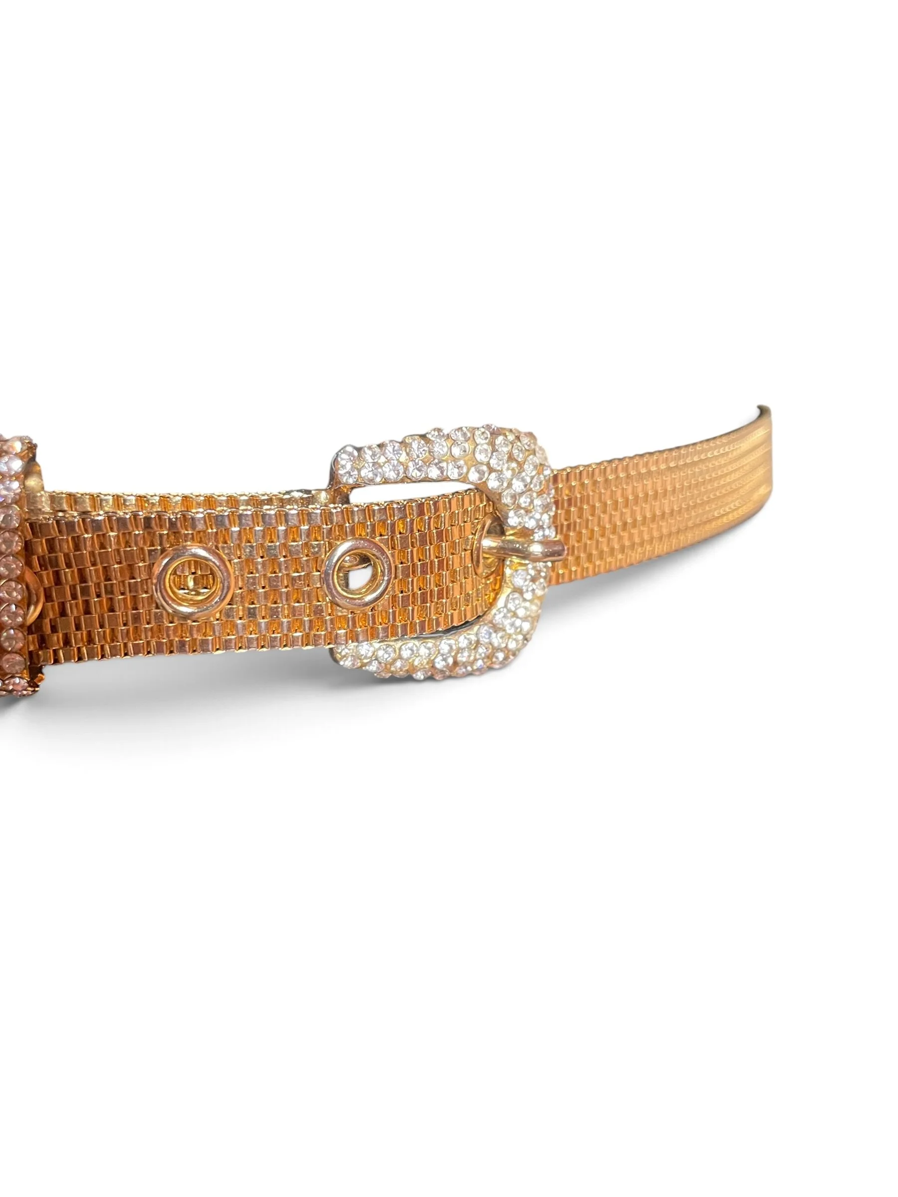 Dolce & Gabbana Vintage Gold Mesh Crystal Buckle Belt