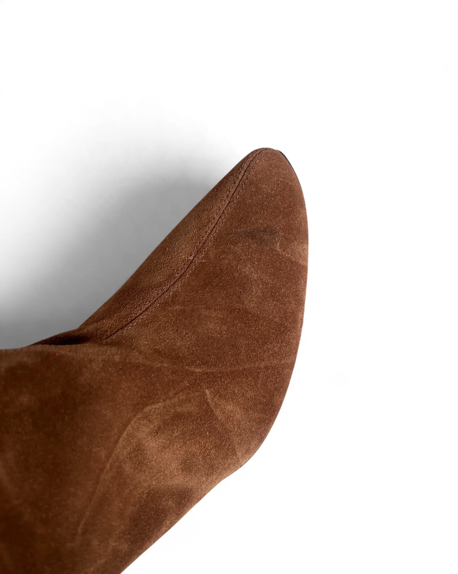 Charles Jourdan Camel Suede & White Fur Ankle Boots
