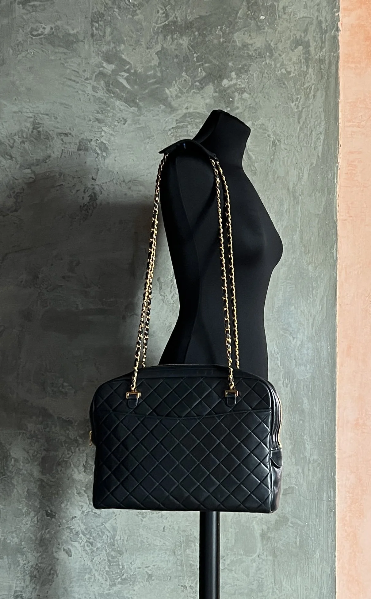 Chanel Vintage Black Quilted Lambskin Camera Bag