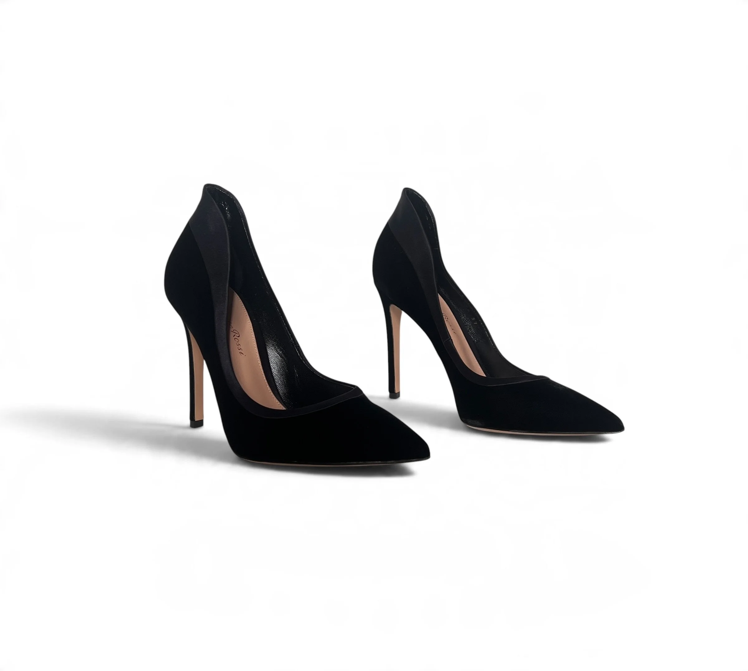 Gianvito Rossi Black Tuxedo Velvet Pumps