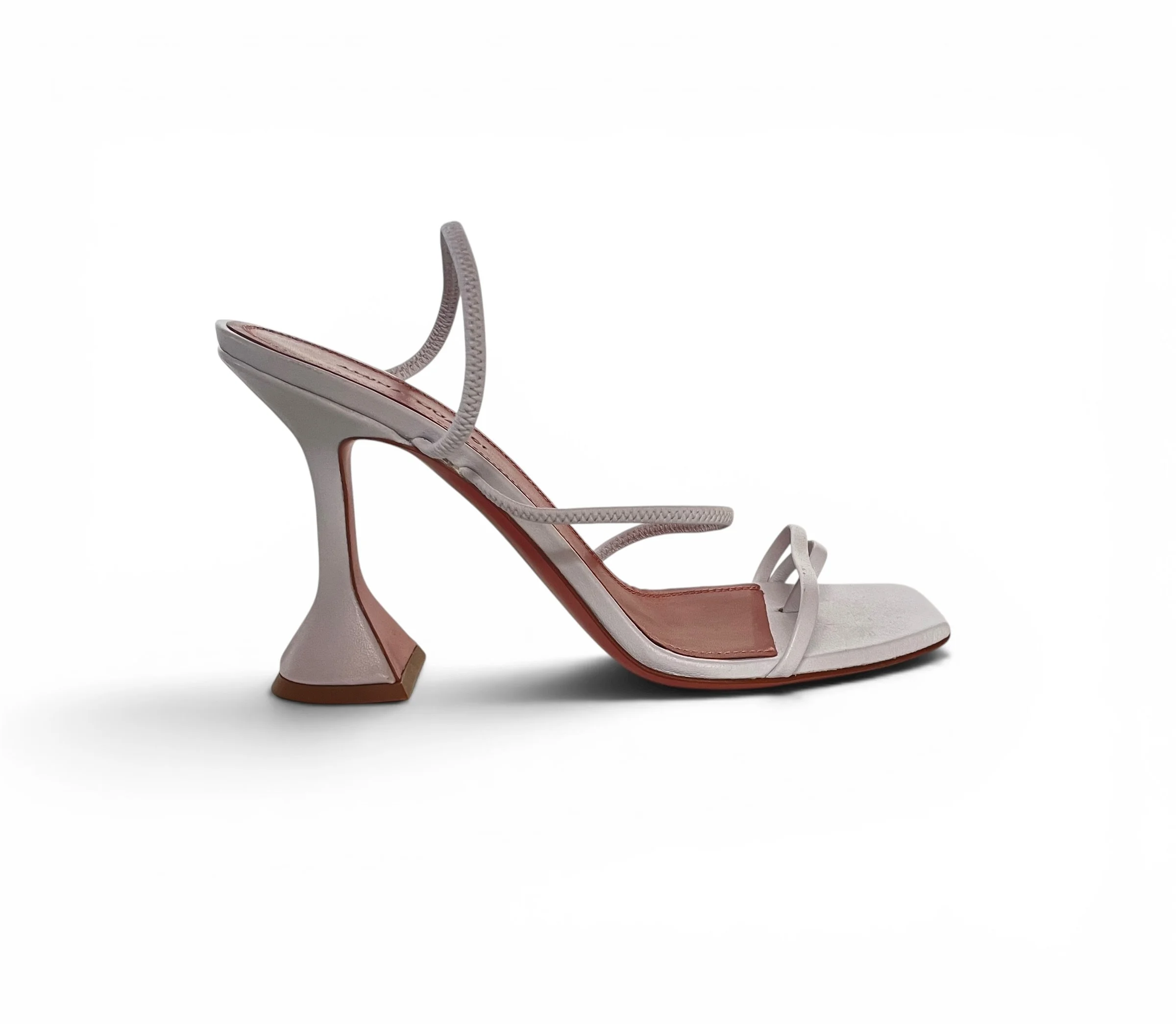 Amina Muaddi White Leather Naima Sandals