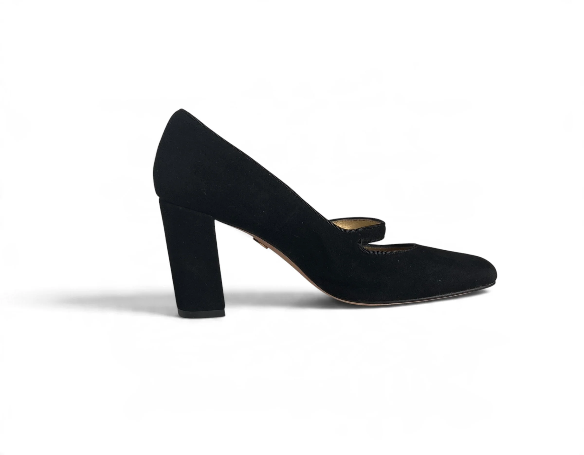 Charles Jourdan Black Suede Mary Jane Heels