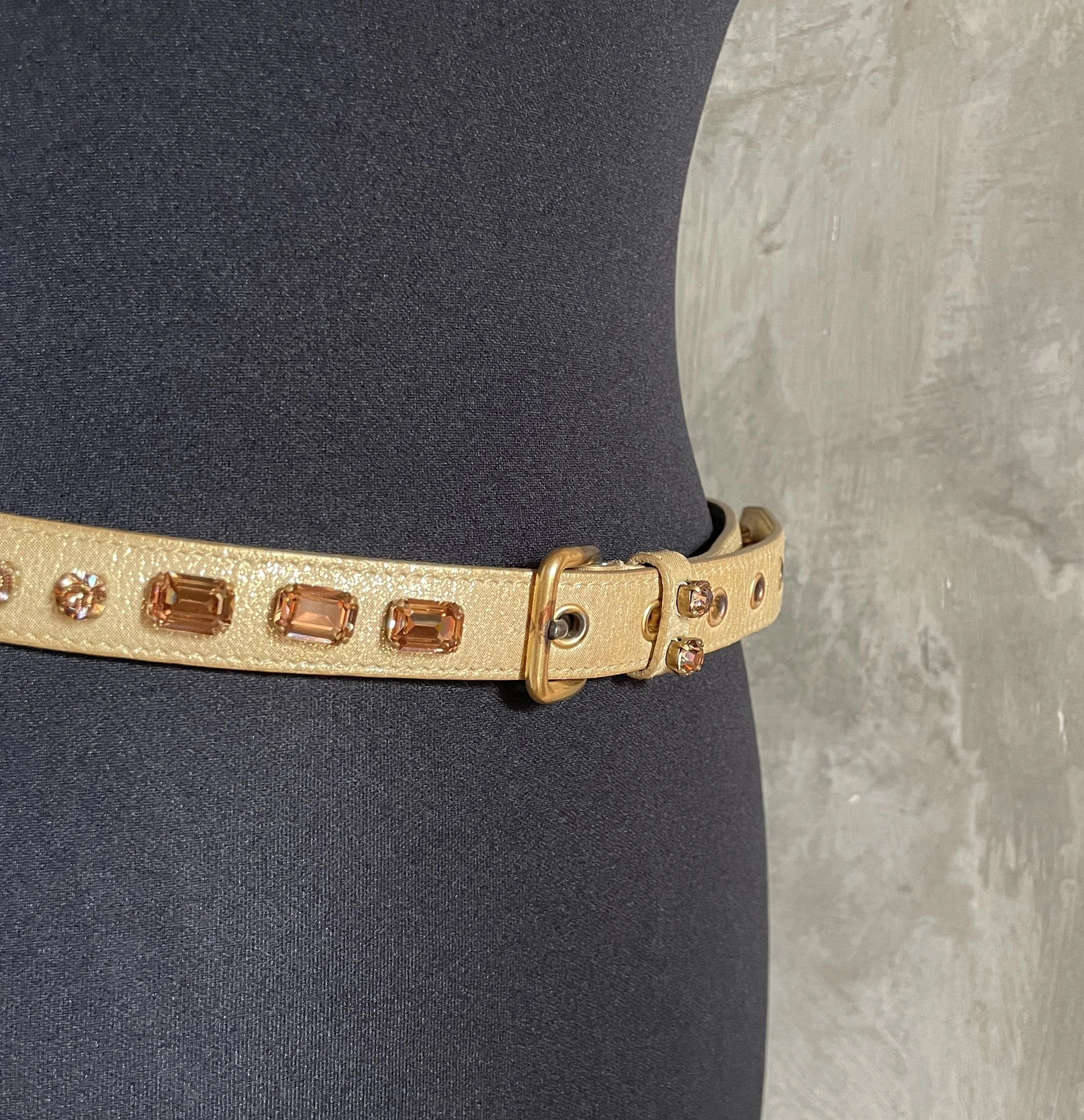 Miu Miu Leather Belt with Stones — Mia Luxury Vintage