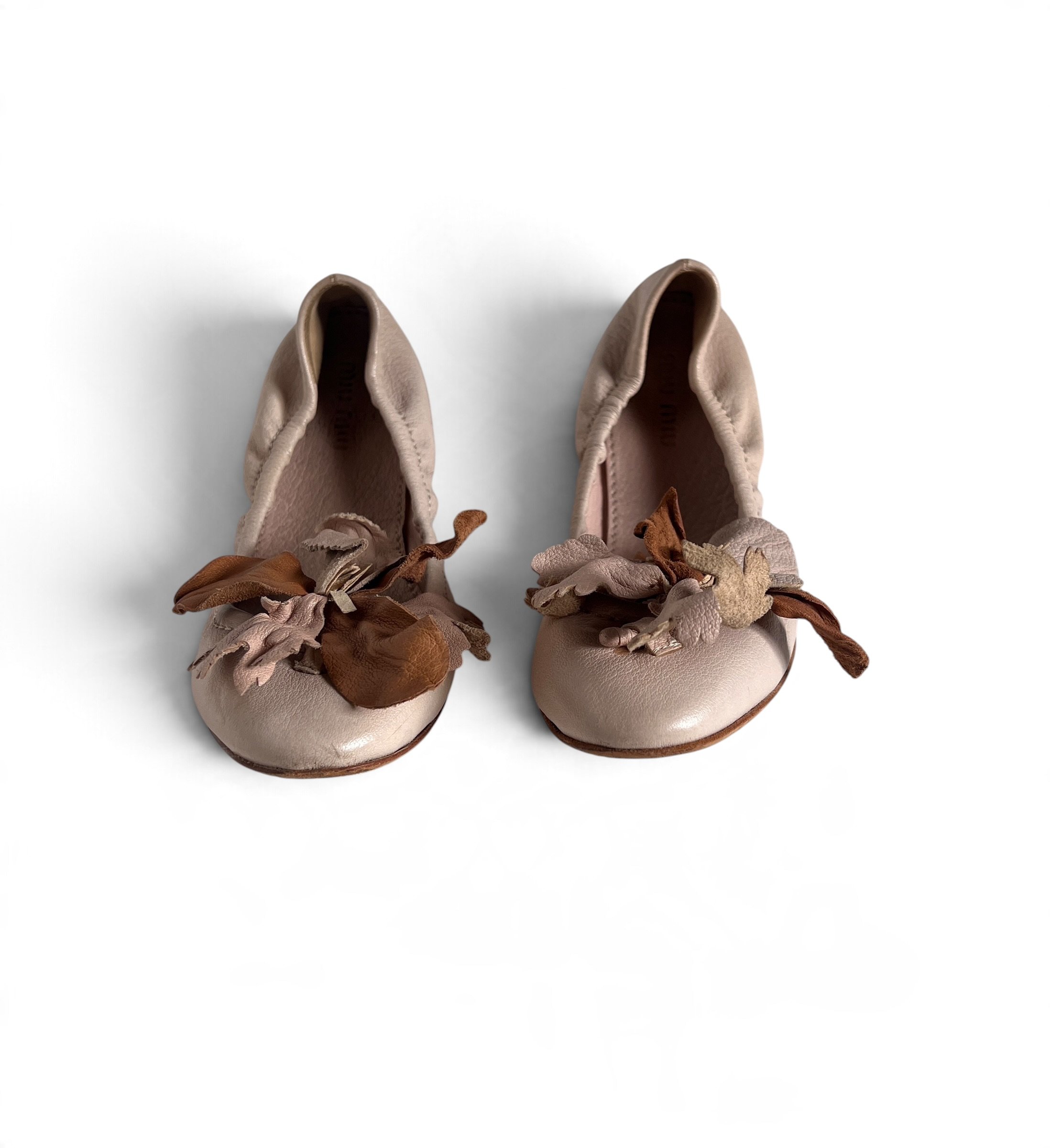 Miu Miu Powder Pink Ballet Flats with Flower