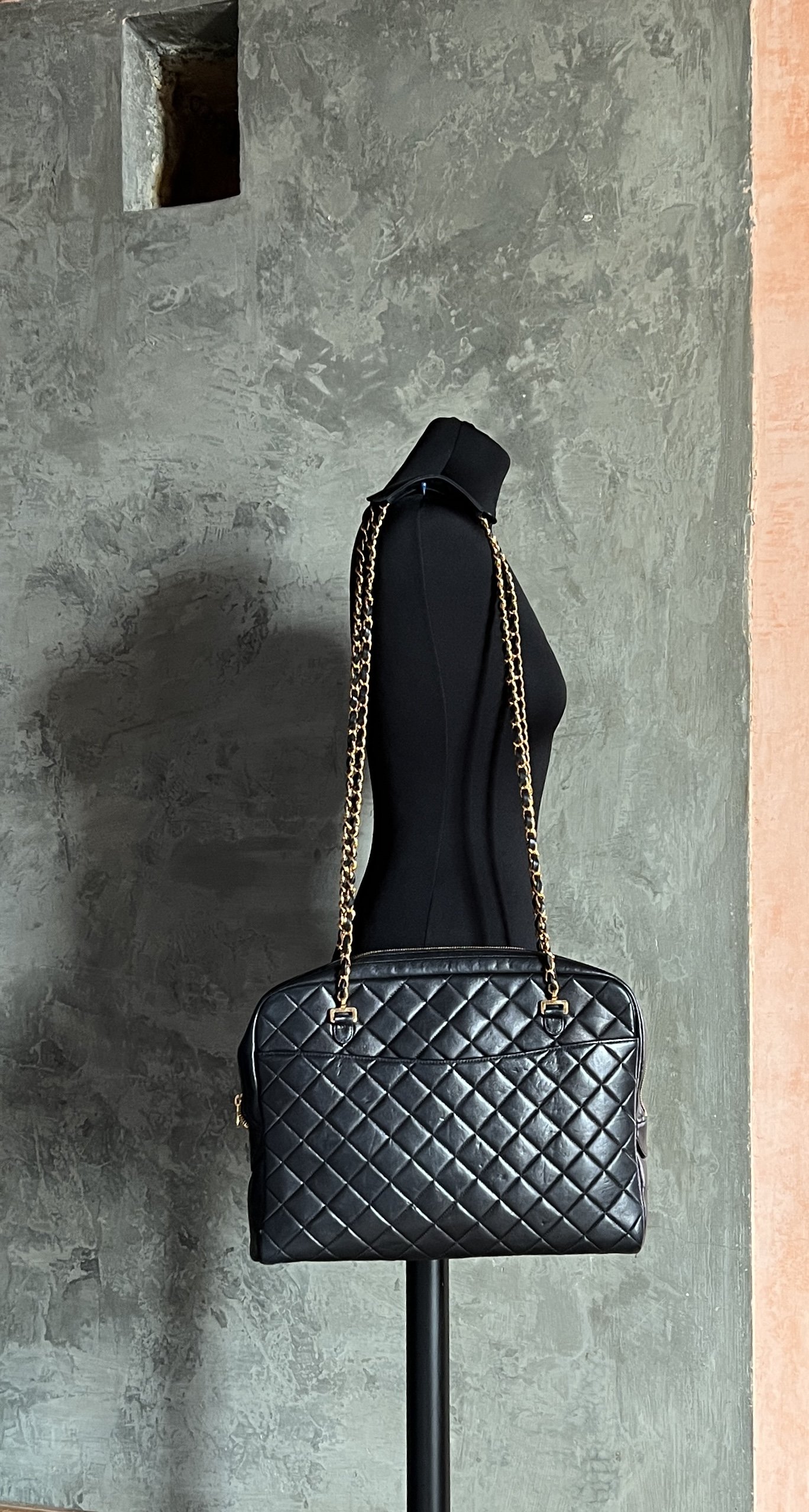 Chanel Vintage Black Quilted Lambskin Camera Bag