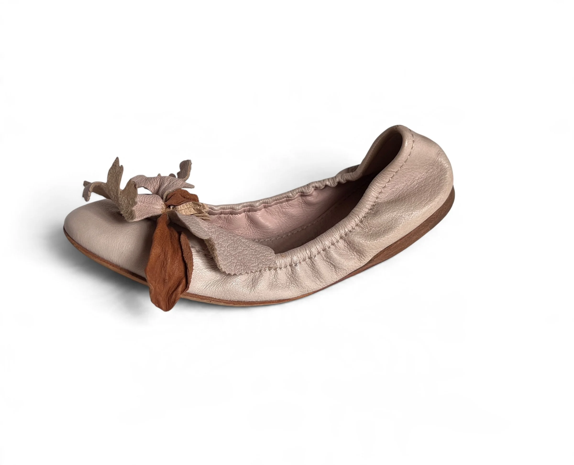 Miu Miu Powder Pink Ballet Flats with Flower