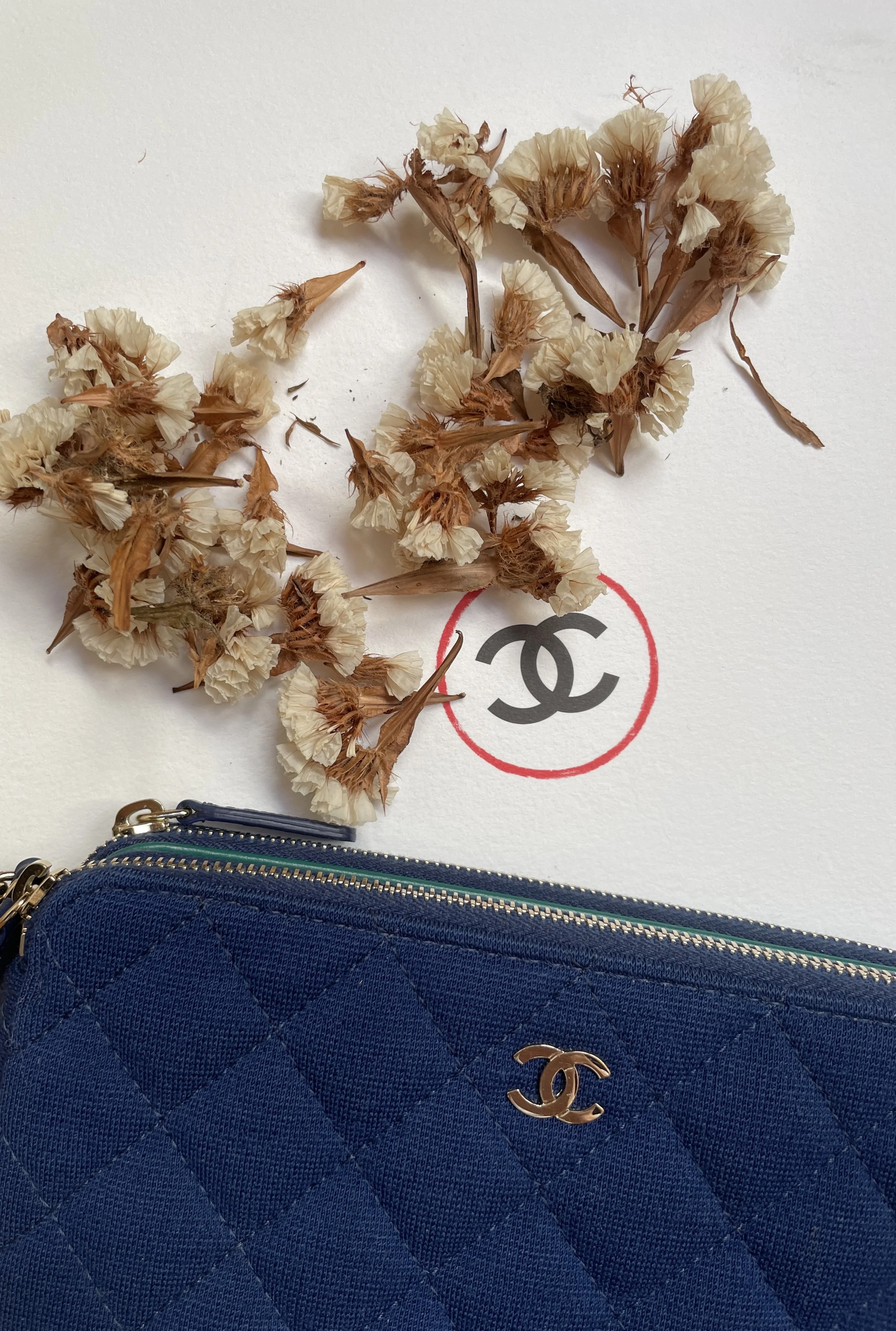 Chanel Double Zip Blue Quilted Jersey Wallet on Chain VIP Clutch