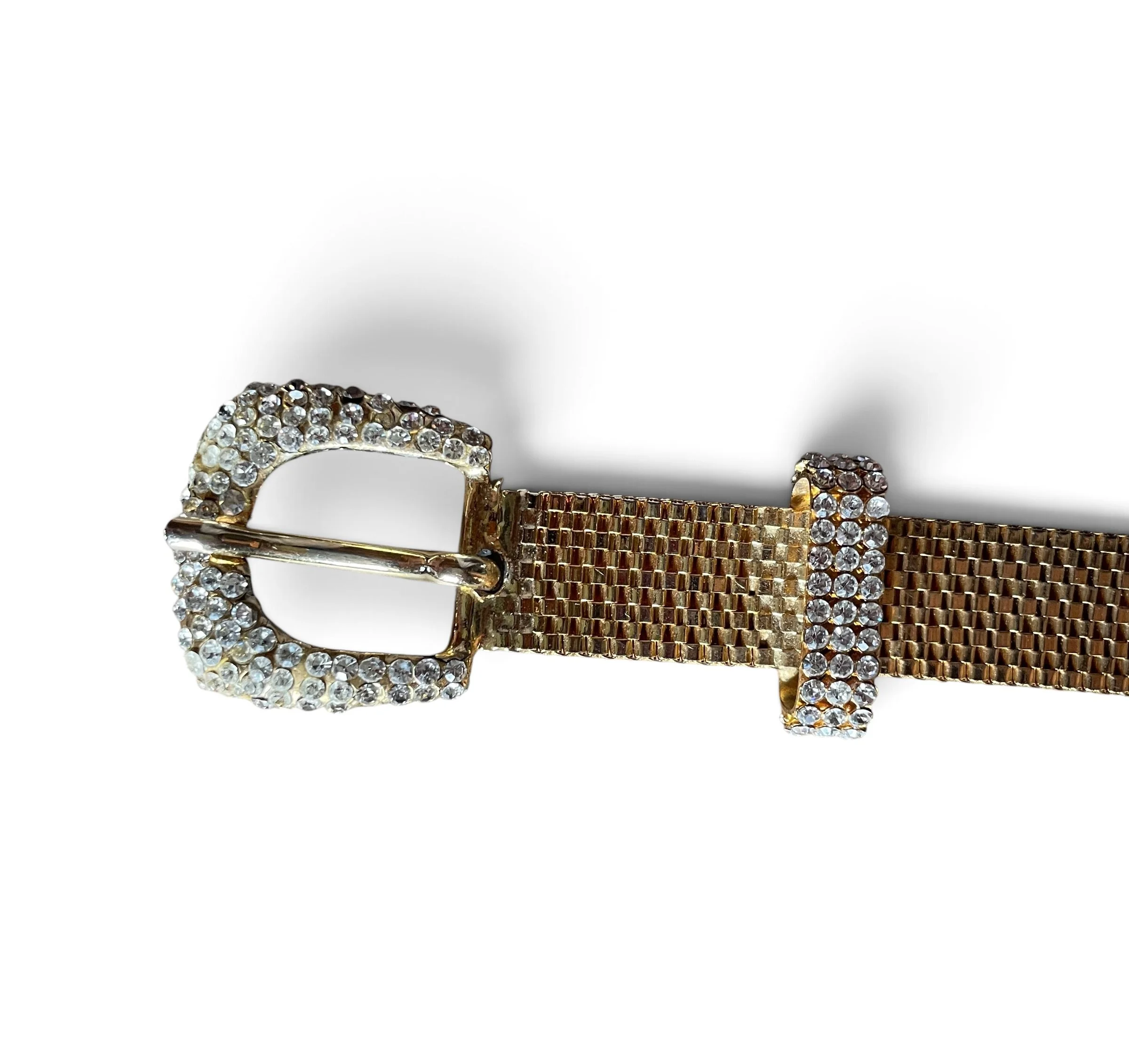 Dolce & Gabbana Vintage Gold Mesh Crystal Buckle Belt