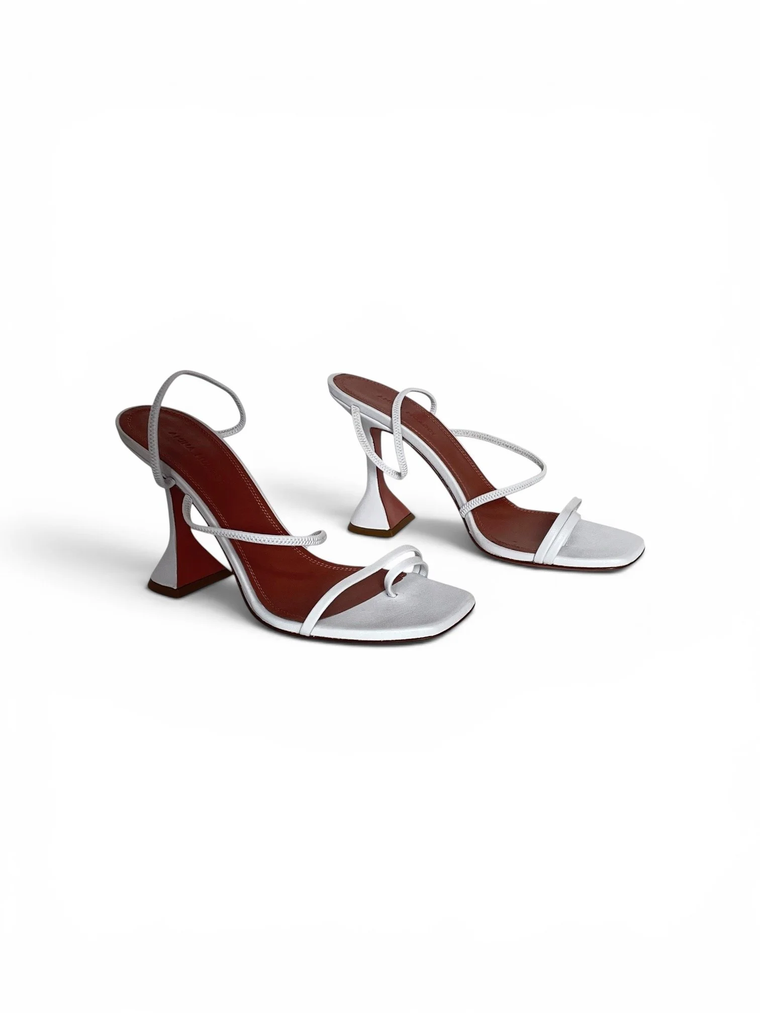 Amina Muaddi White Leather Naima Sandals