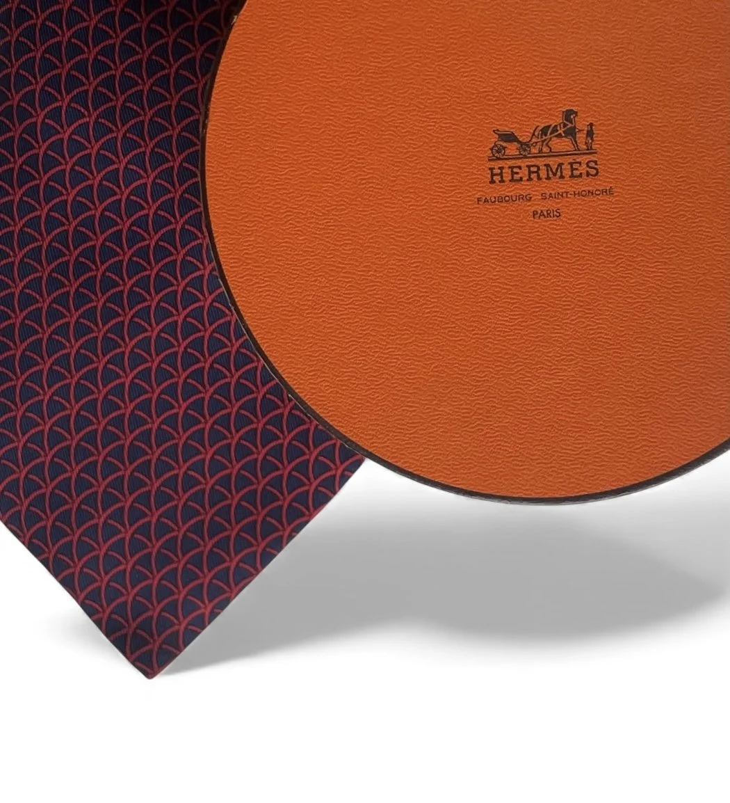 Hermès Navy Blue Silk Tie -7729 OA