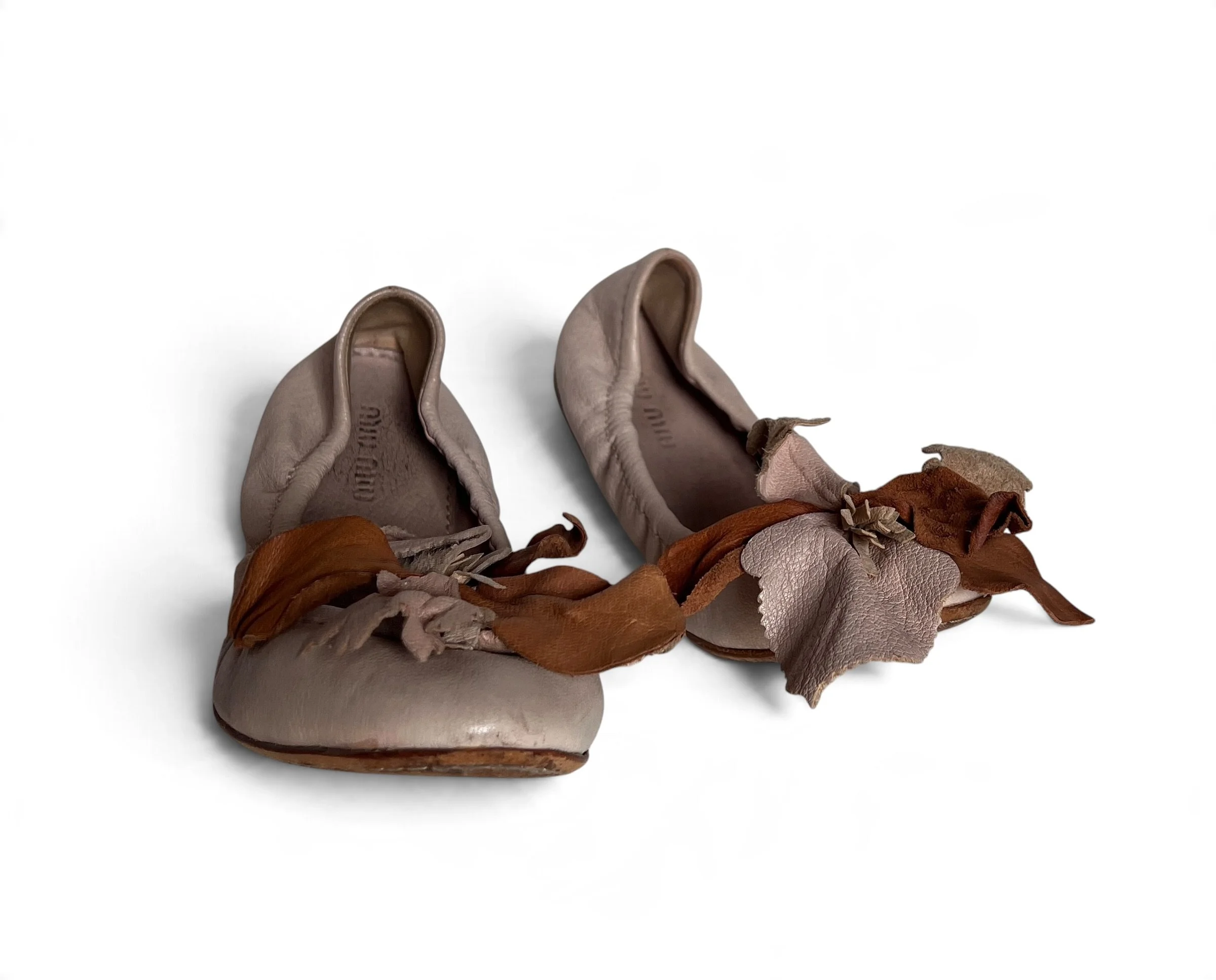 Miu Miu Powder Pink Ballet Flats with Flower