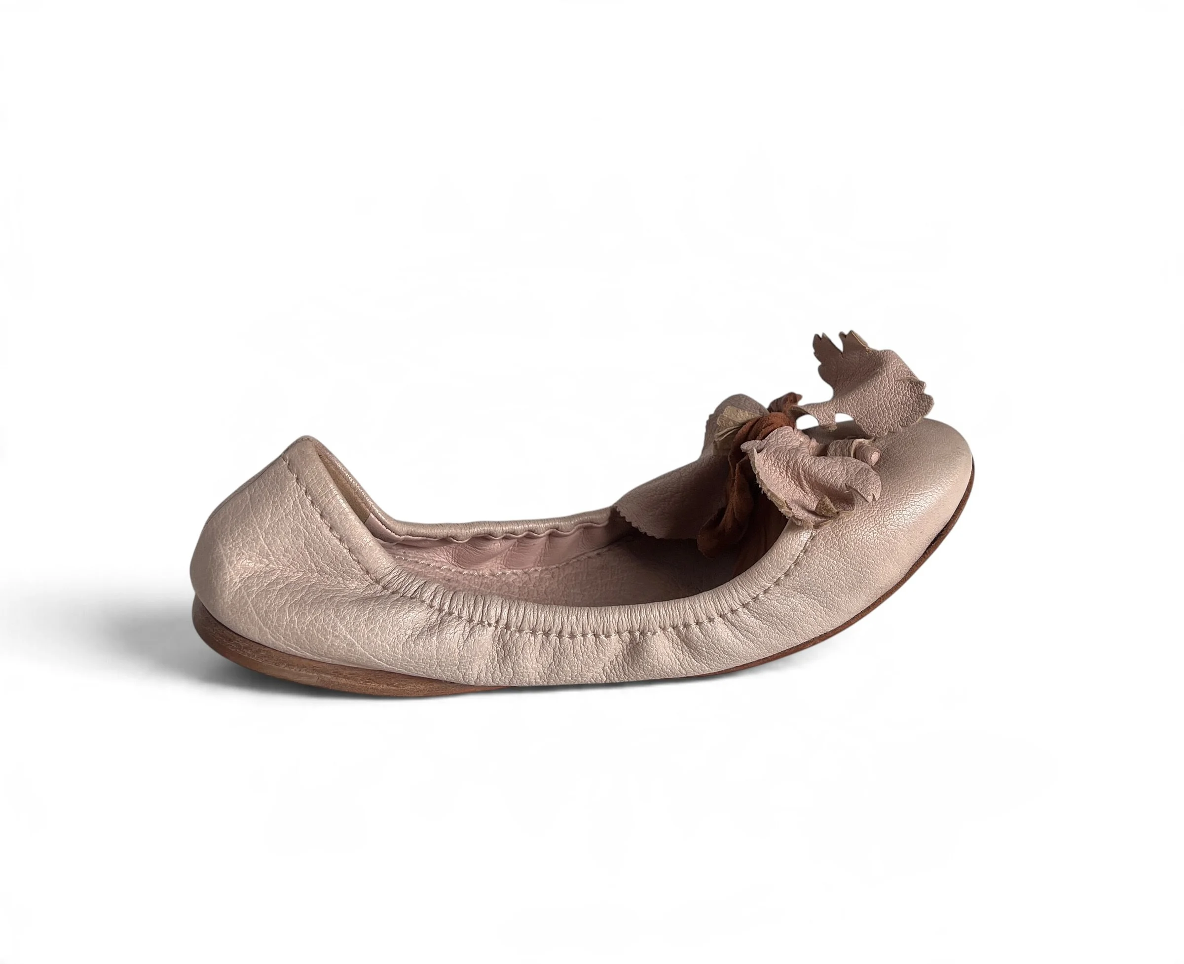 Miu Miu Powder Pink Ballet Flats with Flower
