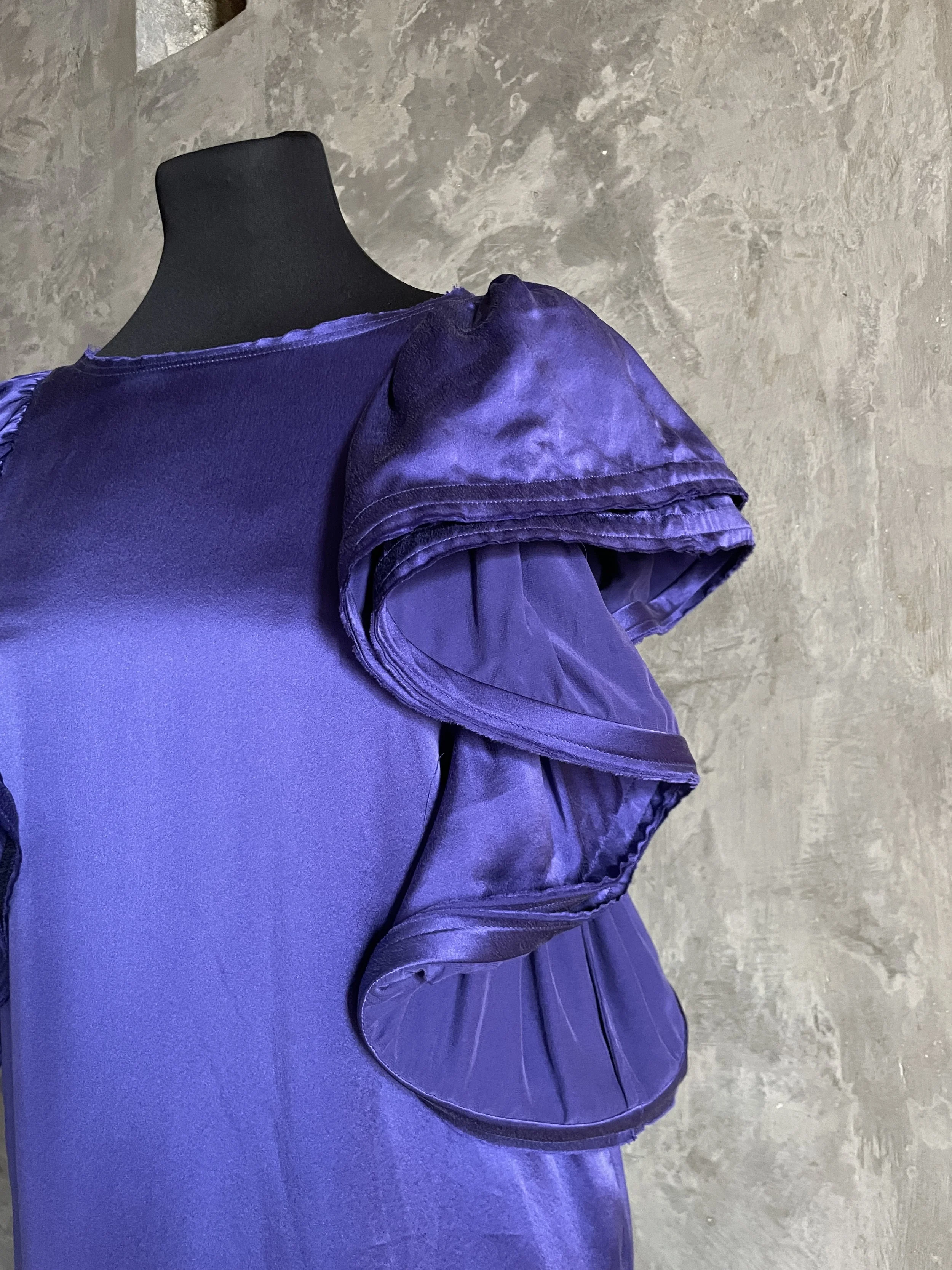 lanvin purple dress Lanvin - Short Charmeuse Dress For Women - Raisin
