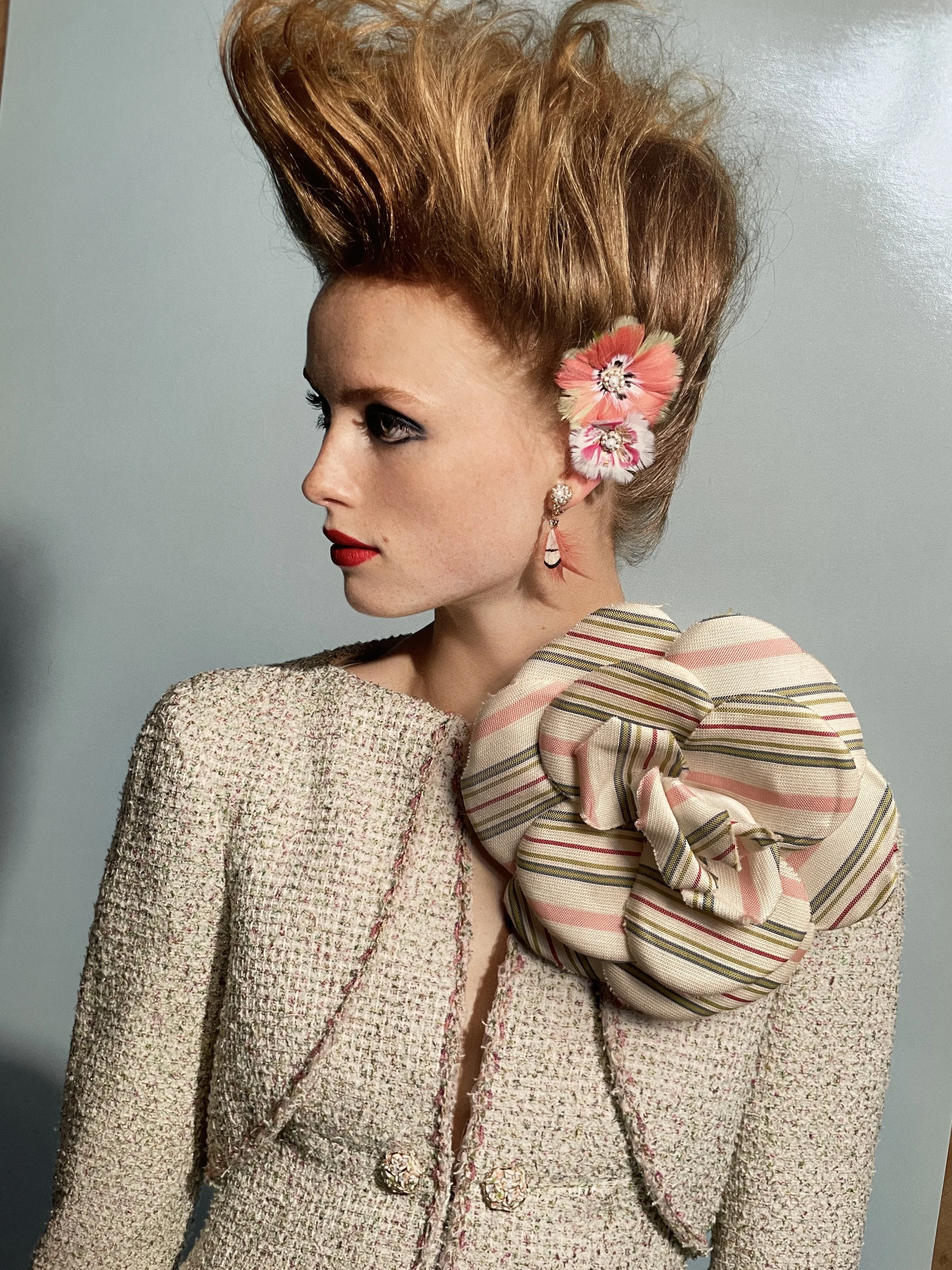 Chanel Camellia Stripes Pin