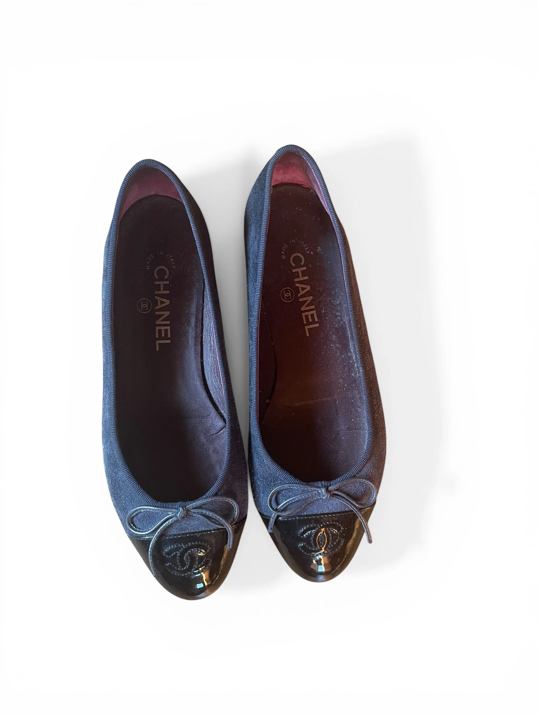 Chanel Blue Ballet Flats in Suede and Patent leather