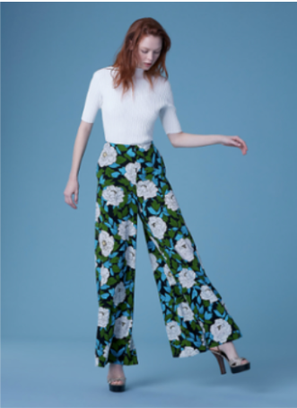 Diane von Furstenberg Floral Wide-Leg Palazzo Silk Trousers