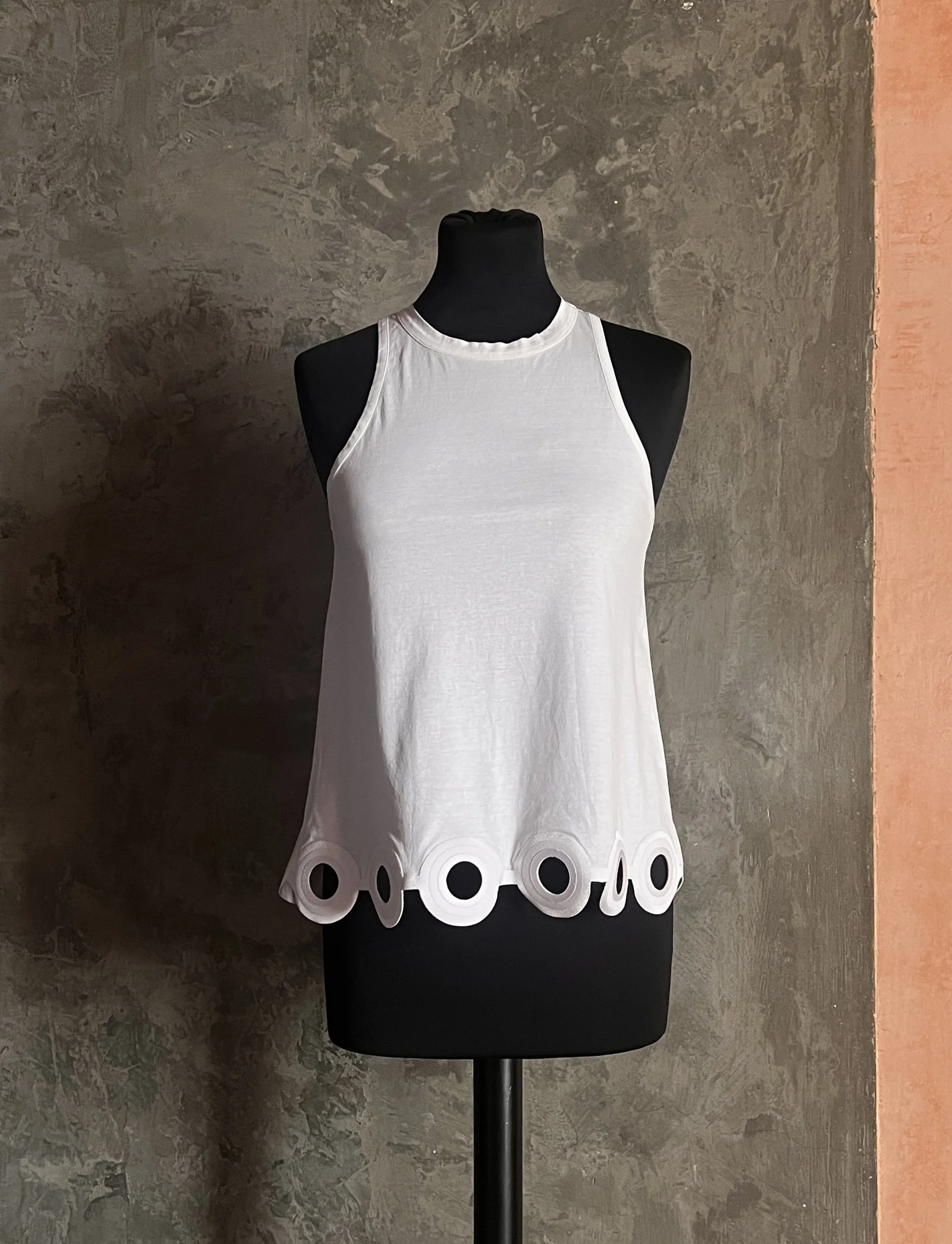 Carven Tank Top with Open Ring Circles