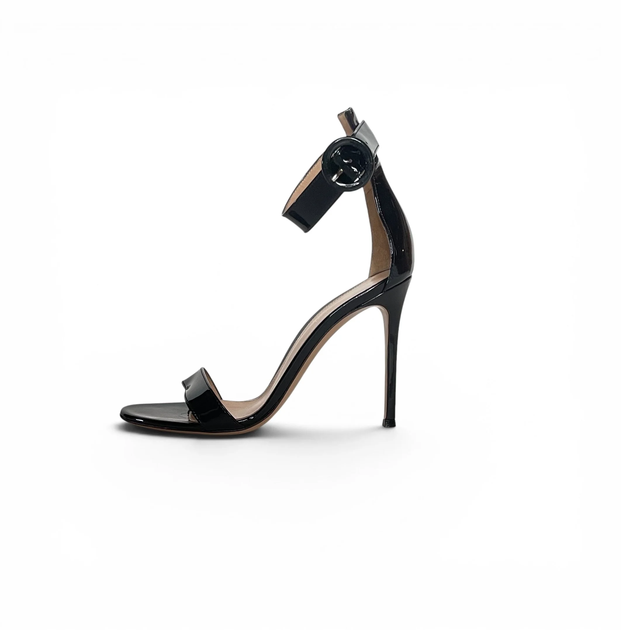 Black Patent Leather Portofino Ankle Strap Sandals