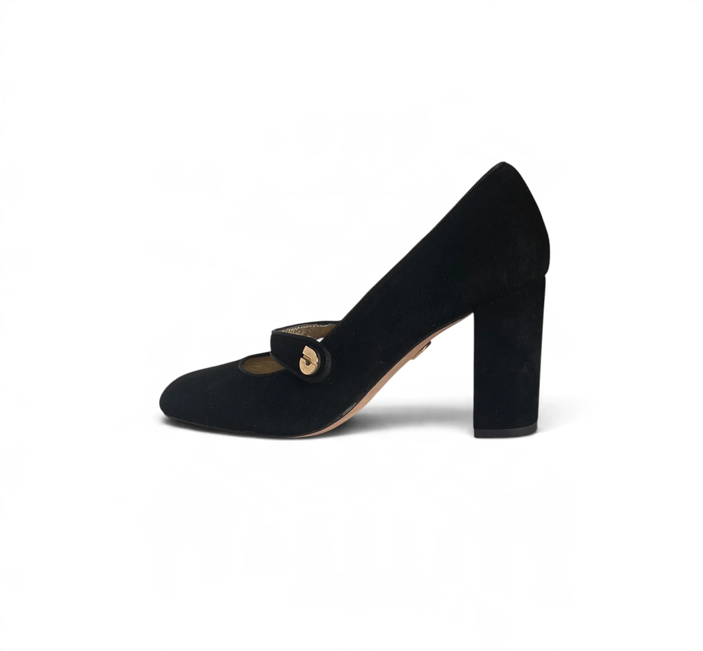 Charles Jourdan Black Suede Mary Jane Heels