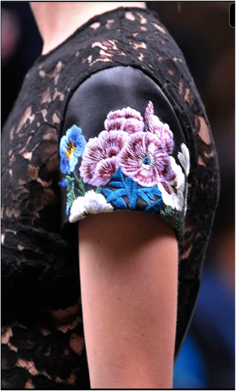 Christopher Kane Fall 2010 Leather & Lace Dress with Embroidered Floral Detail