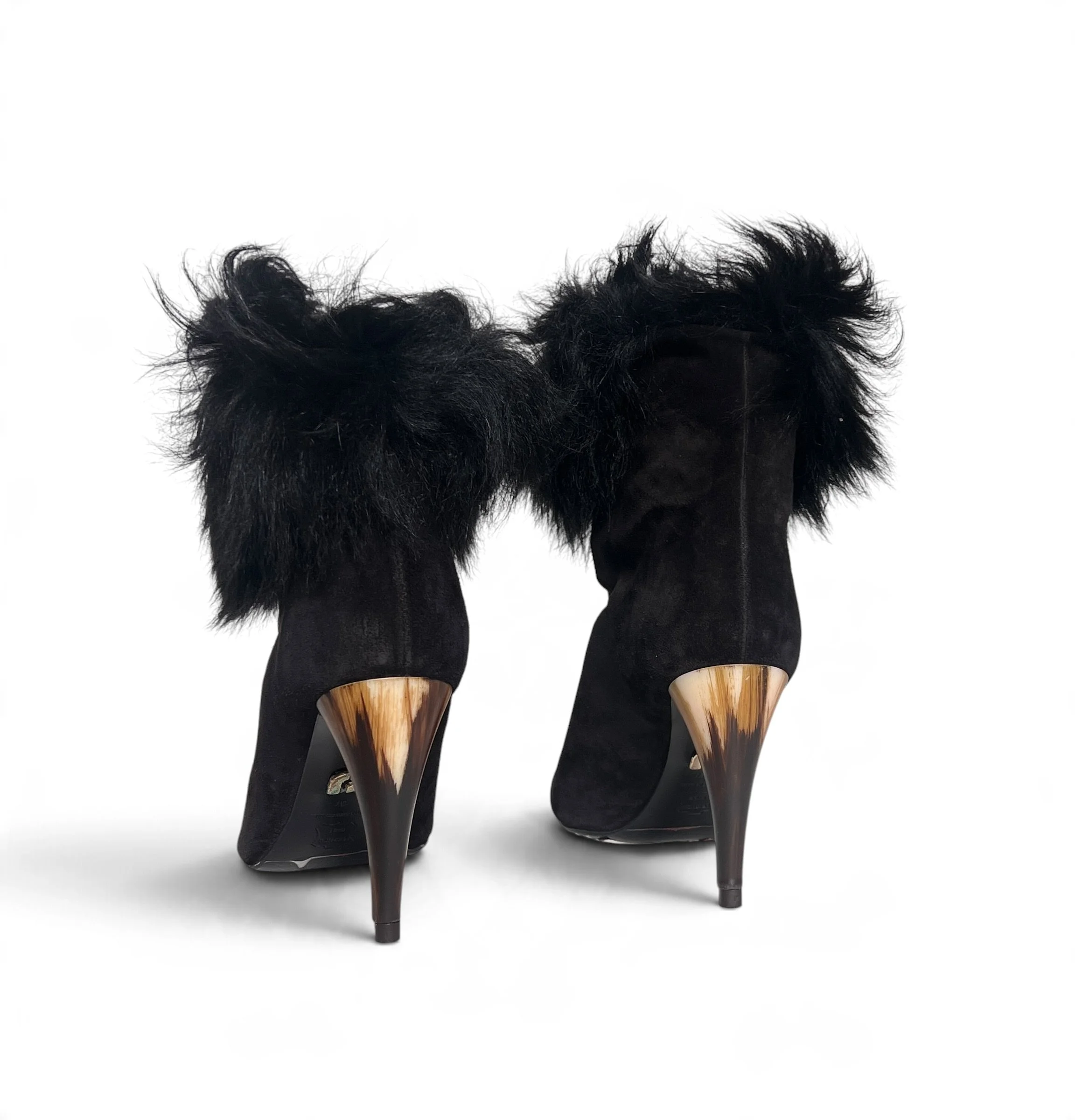 Charles Jourdan Black Suede & Fur Ankle Boots