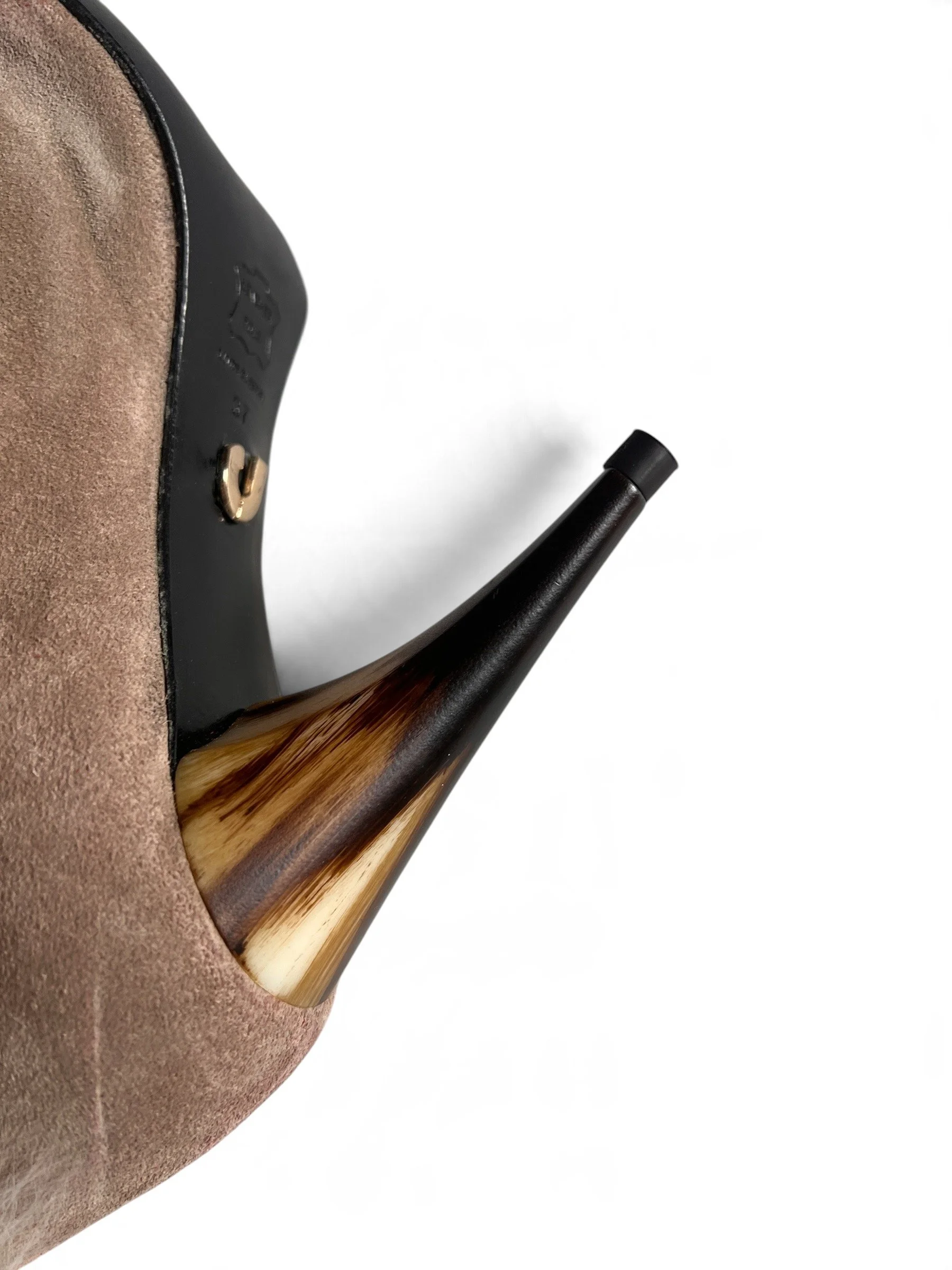 Charles Jourdan Beige Suede & White Fur Ankle Boots