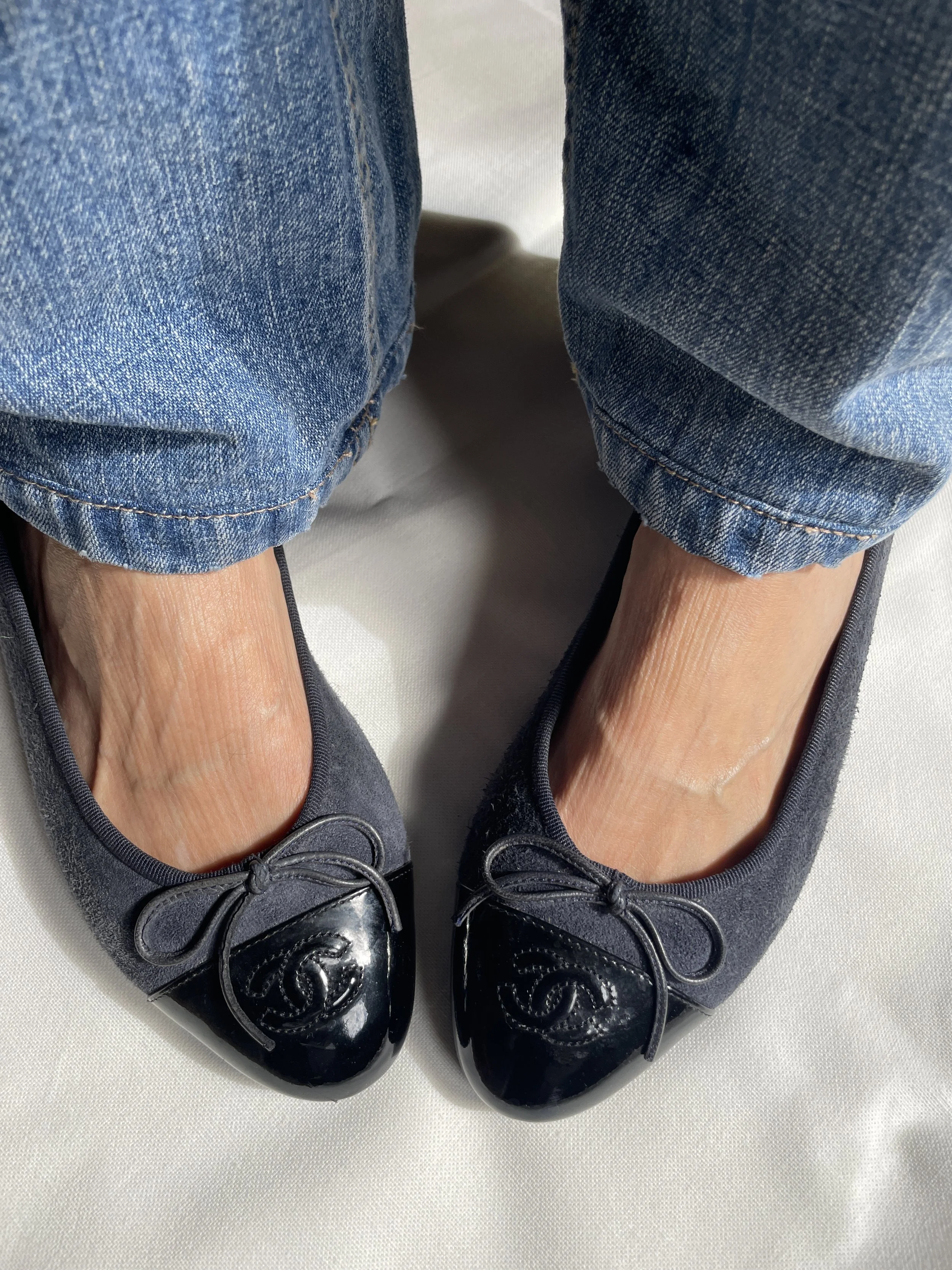 Chanel Blue Ballet Flats in Suede and Patent leather