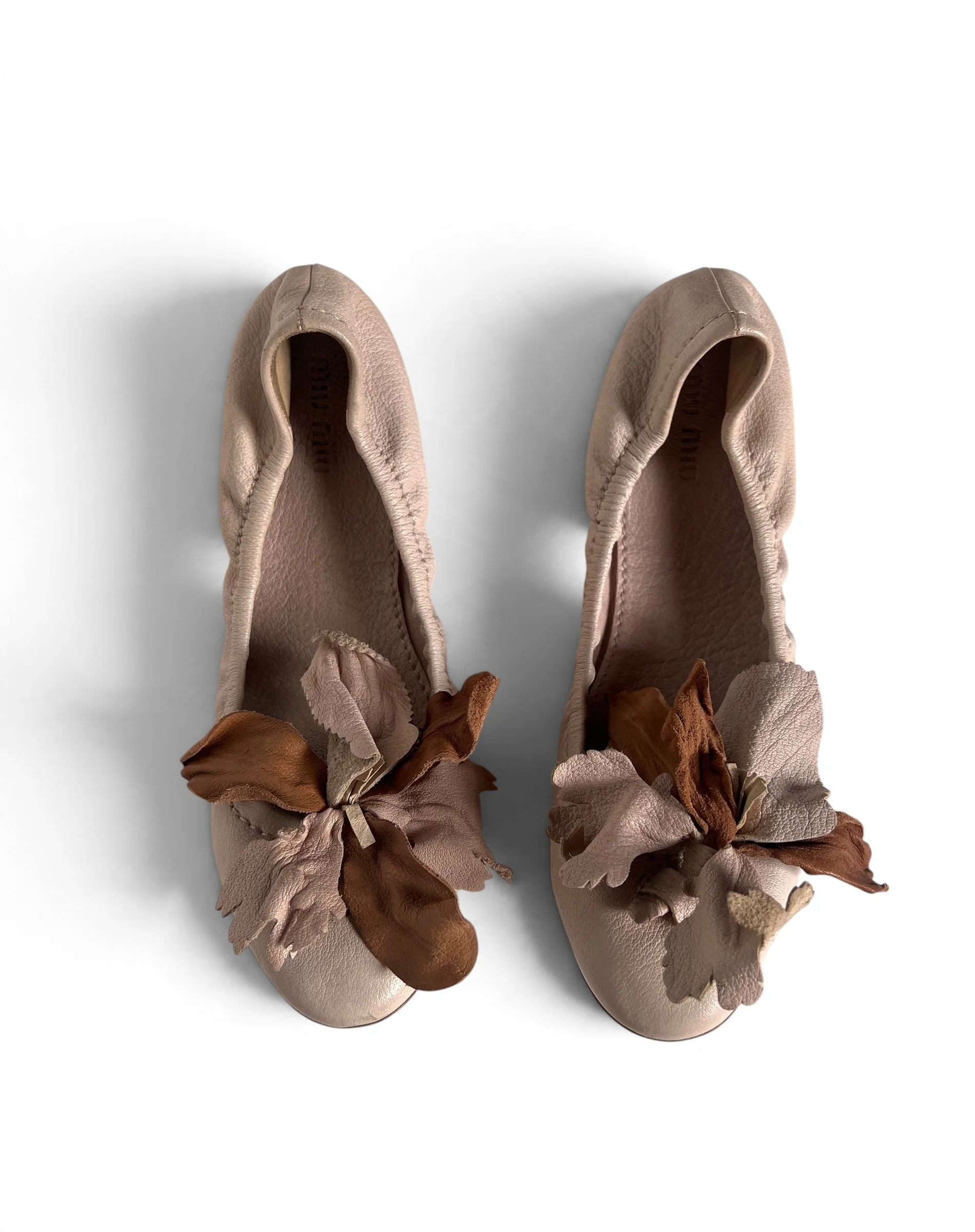 Miu Miu Powder Pink Ballet Flats with Flower