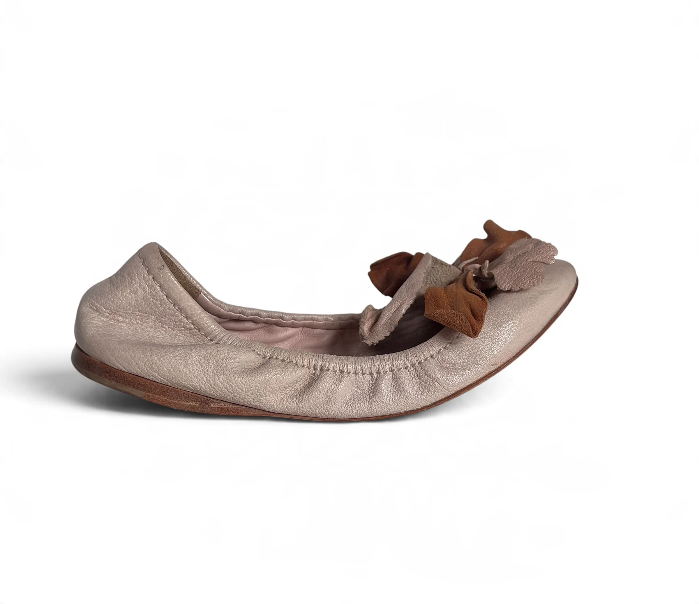 Miu Miu Powder Pink Ballet Flats with Flower