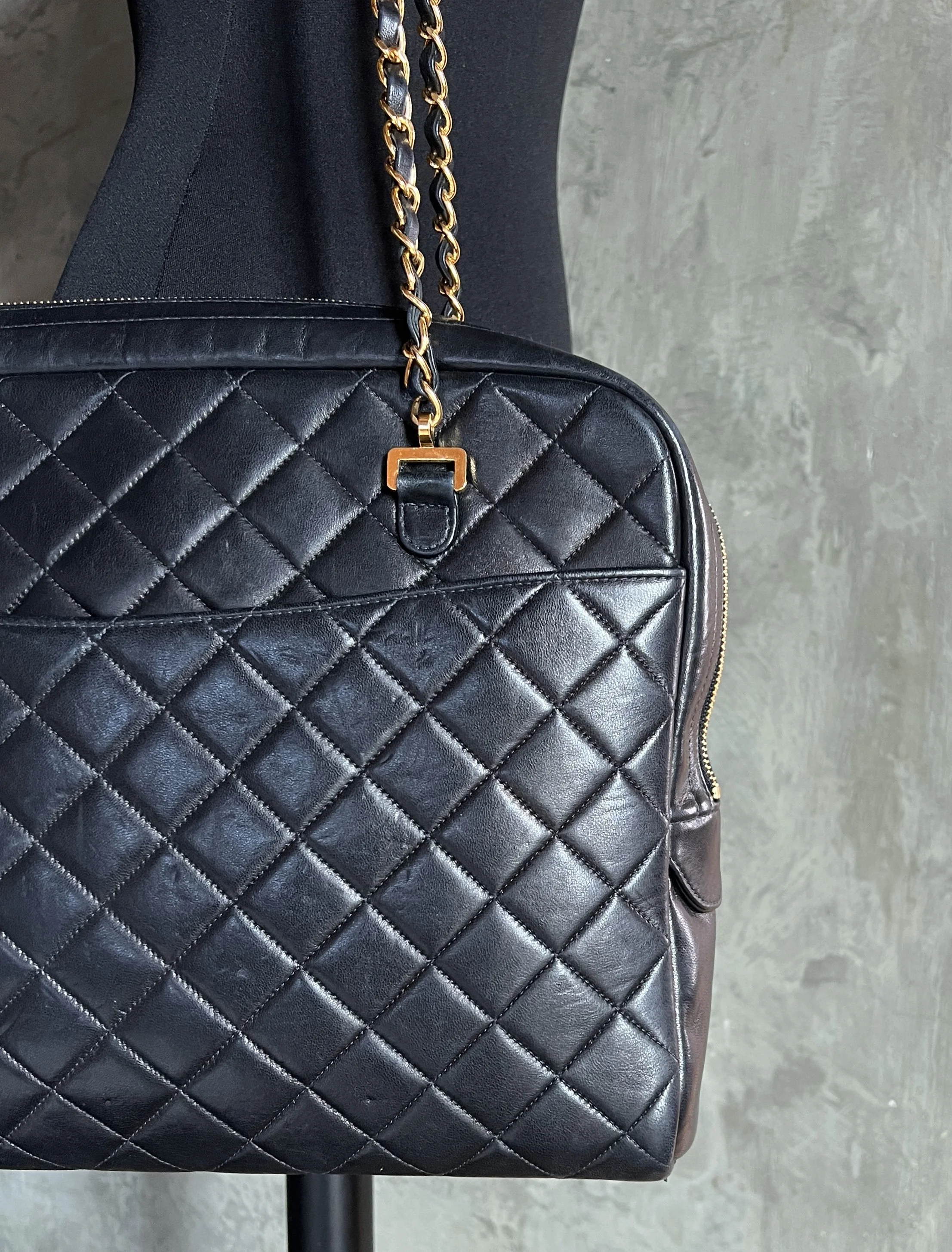 Chanel Vintage Black Quilted Lambskin Camera Bag
