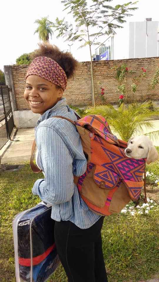  The day I got my sweet little Luna. I had to do the  7 kilometer bike home with her in my backpack like this.  