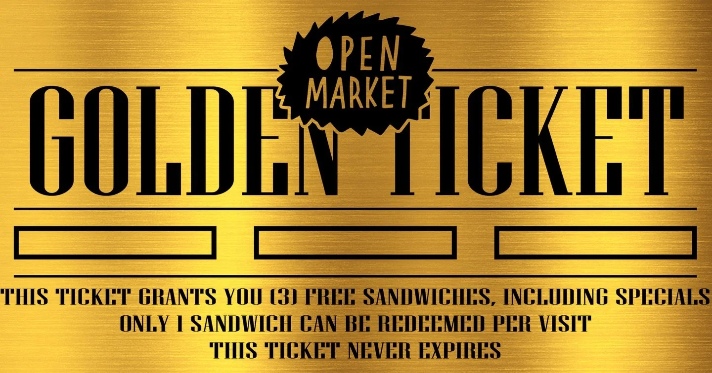 We&rsquo;re bringing back our O.M. Golden Tickets like its our 3 Year anniversary all over again.

Every Friday until Christmas, we&rsquo;ll be discreetly tucking five shimmering Golden Tickets into our sandwiches. Should you be so fortunate as to di